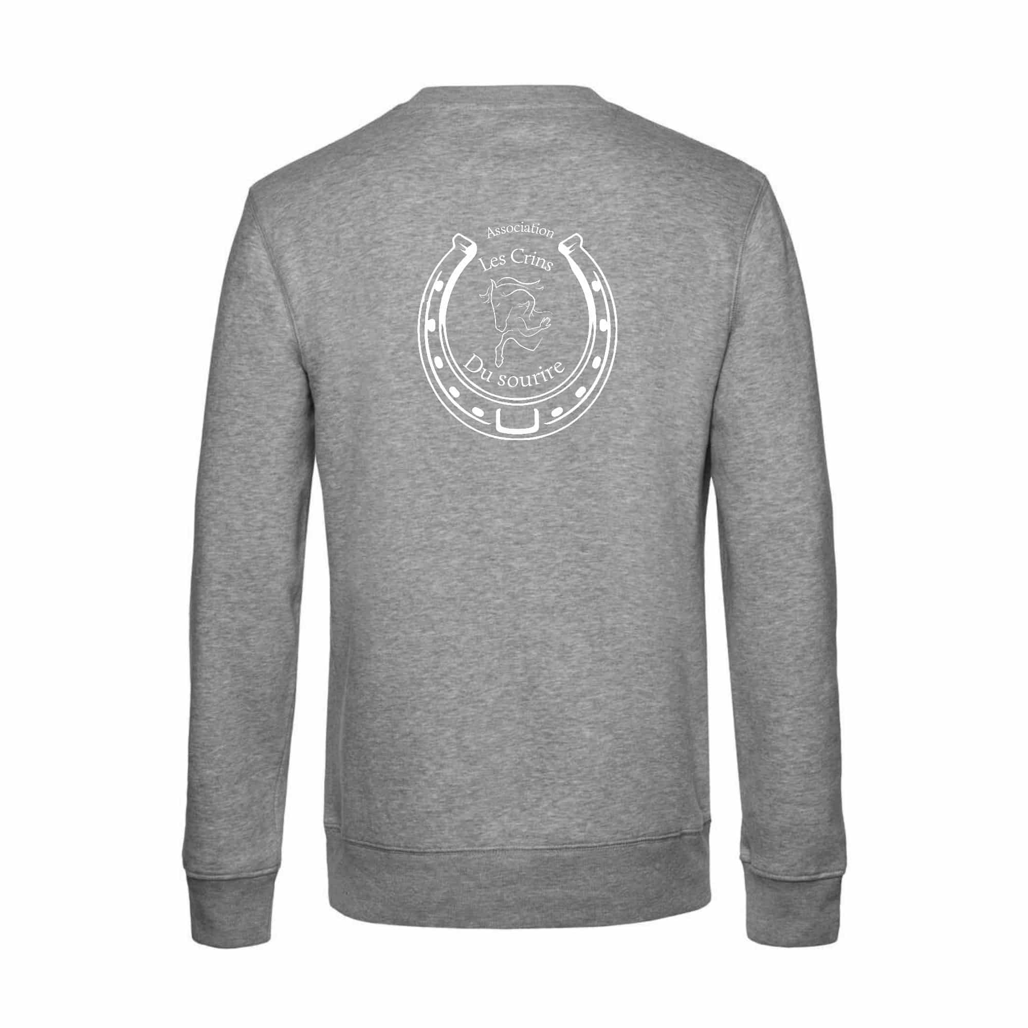 SWEAT COL ROND (femme) - les crins du sourire - Gris chiné - BCW01Q – Image 3