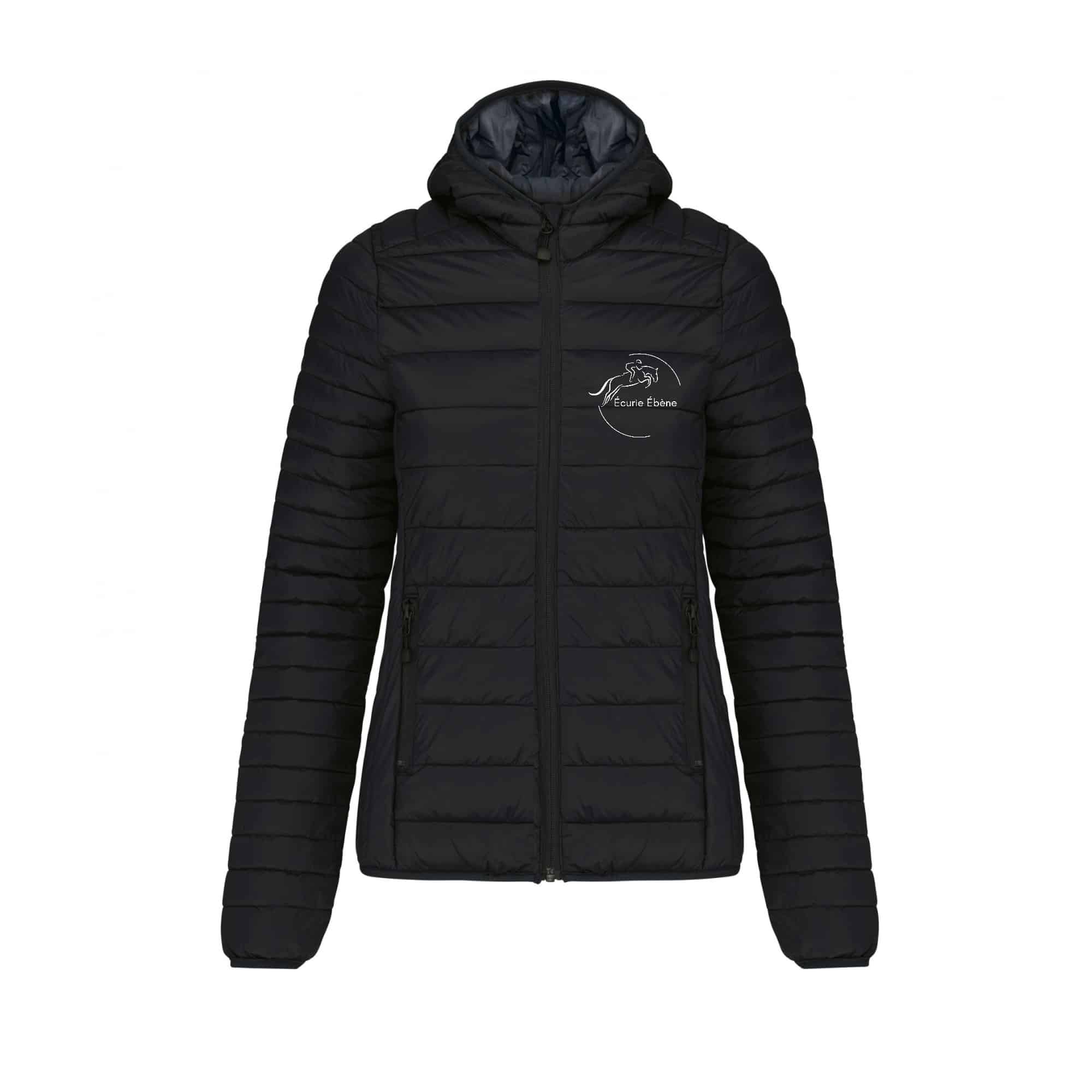 DOUDOUNE AVEC MANCHES ET CAPUCHE (femme) - Écurie Ébène - Noir - K6111