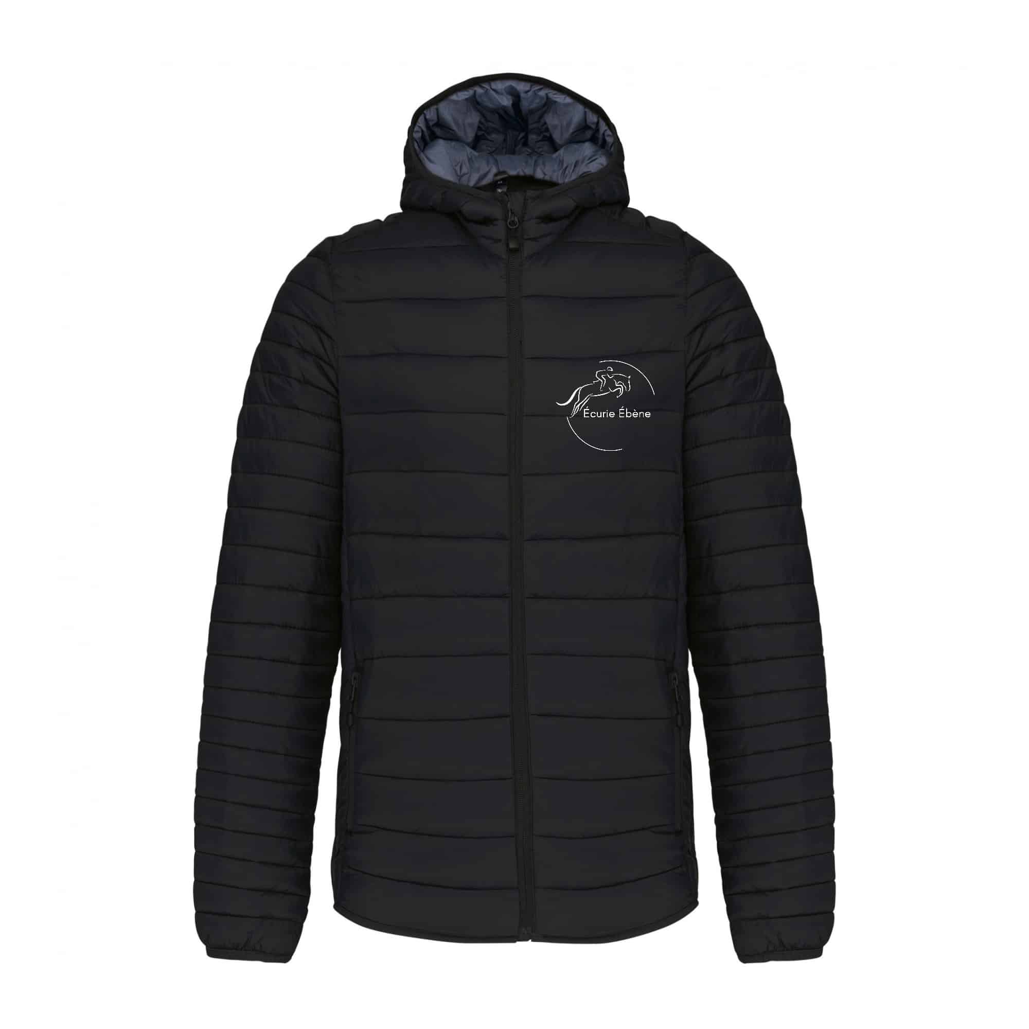 DOUDOUNE AVEC MANCHES ET CAPUCHE (homme) - Écurie Ébène - Noir - K6110