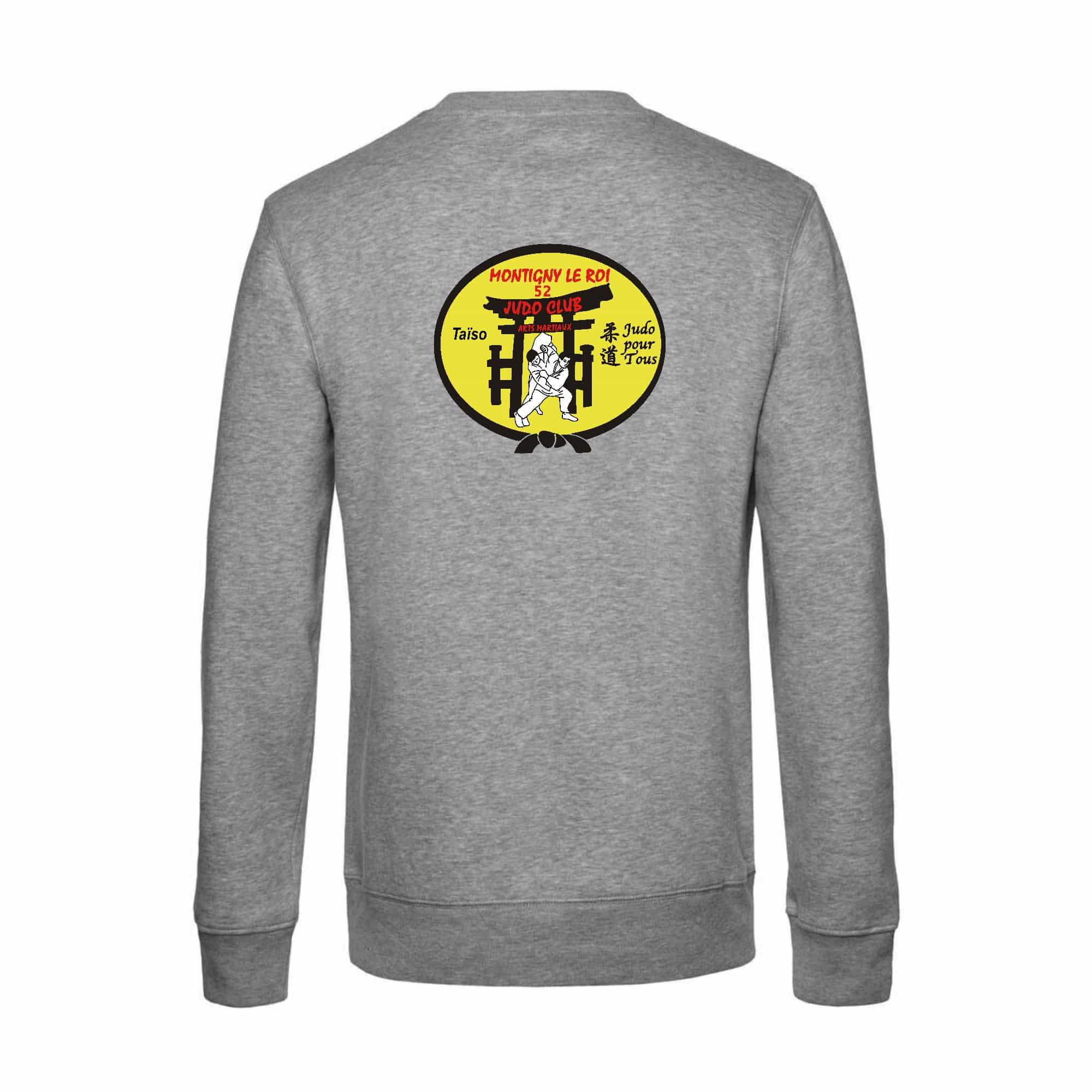 SWEAT COL ROND (enfant) - Judo club arts martiaux Montigny - Gris chiné - ID332K – Image 2