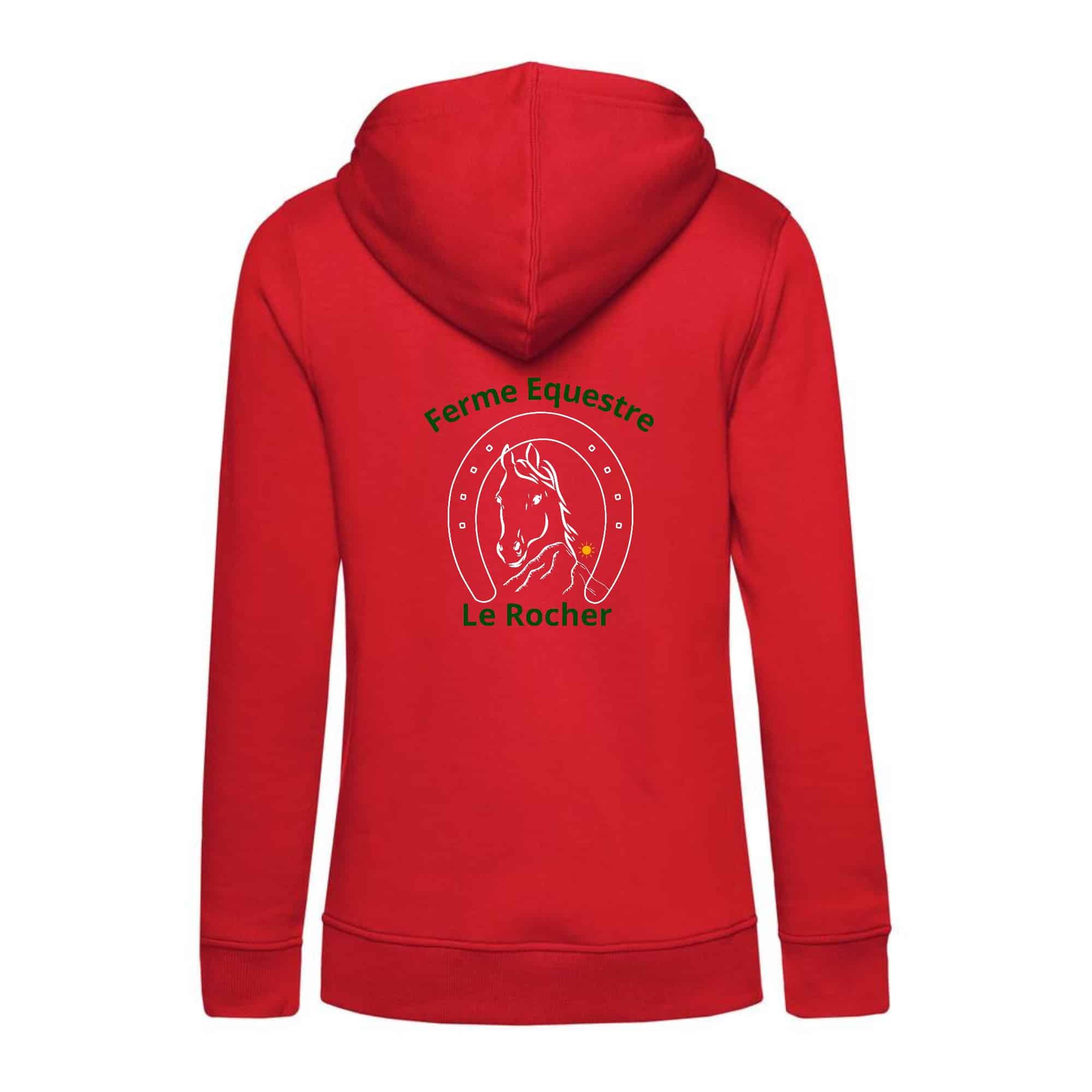 SWEAT A CAPUCHE (femme) – Ferme Equestre Le Rocher - Rouge - BCW34B – Image 3