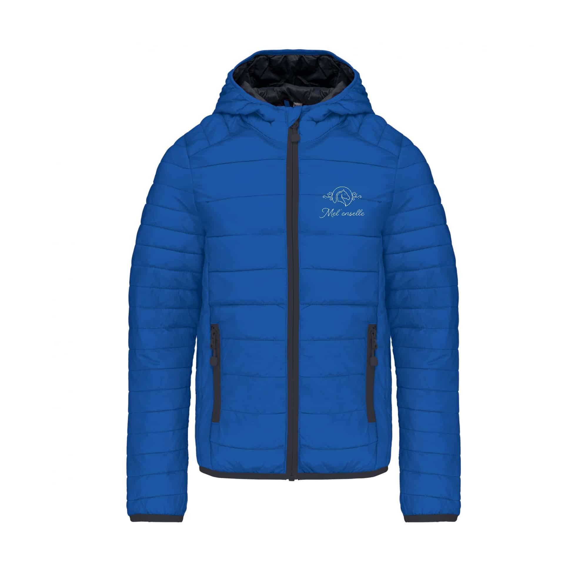 DOUDOUNE AVEC MANCHES ET CAPUCHE (enfant) - Ecurie Mel'enselle - Bleu roi - K6112