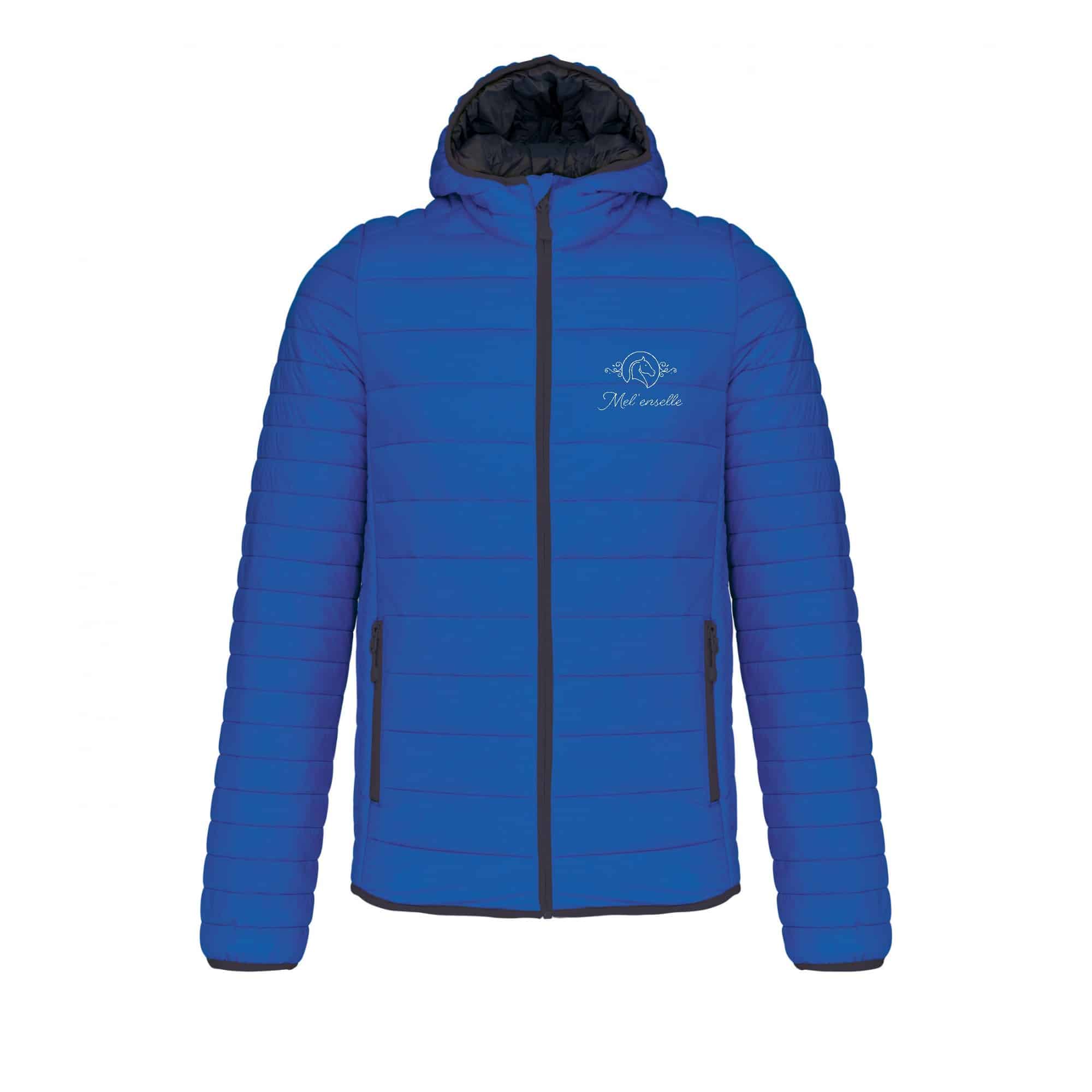 DOUDOUNE AVEC MANCHES ET CAPUCHE (homme) - Ecurie Mel'enselle - Bleu roi - K6110