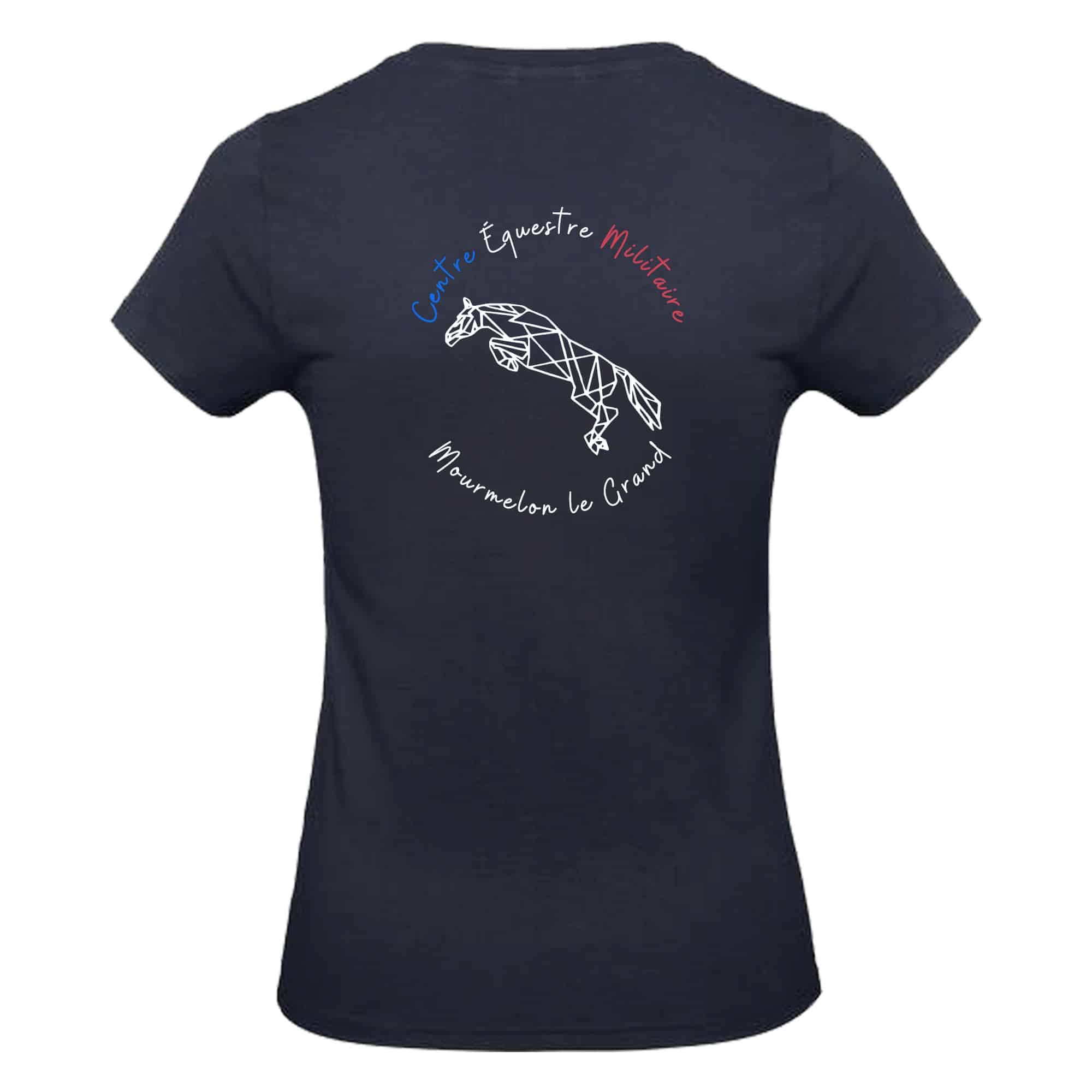 T-SHIRT (femme) - Centre équestre militaire de Mourmelon le Grand - Navy - BC04T – Image 3