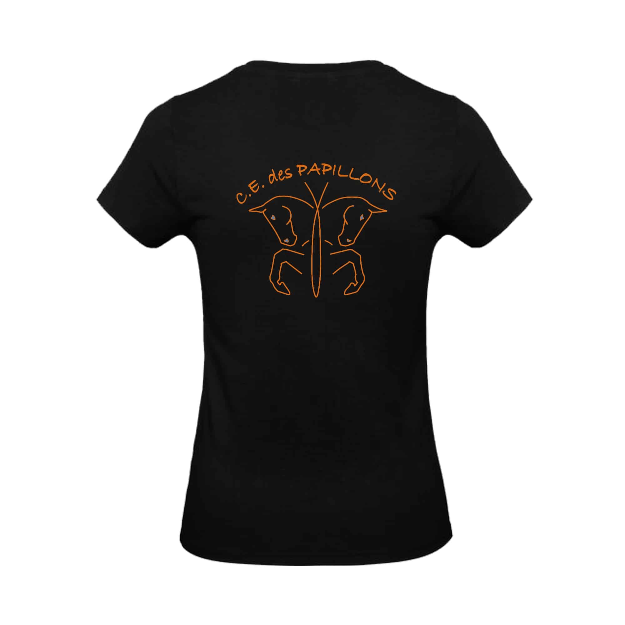 T-SHIRT (femme) - Centre Equestre Des papillons - Noir - BC04T – Image 3