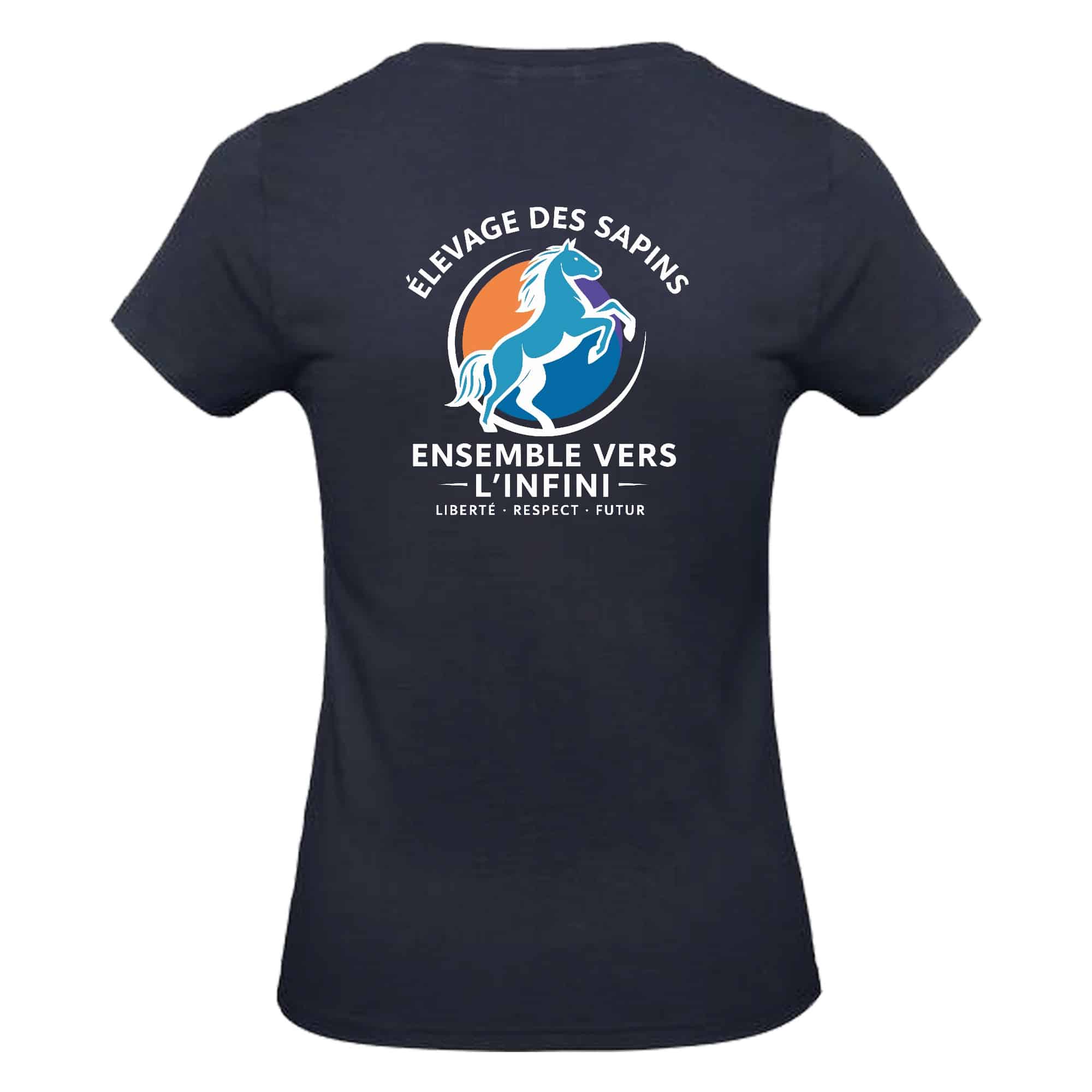 T-Shirt Bio Premium (femme) - Élevage des sapins - Navy - BC049 – Image 3