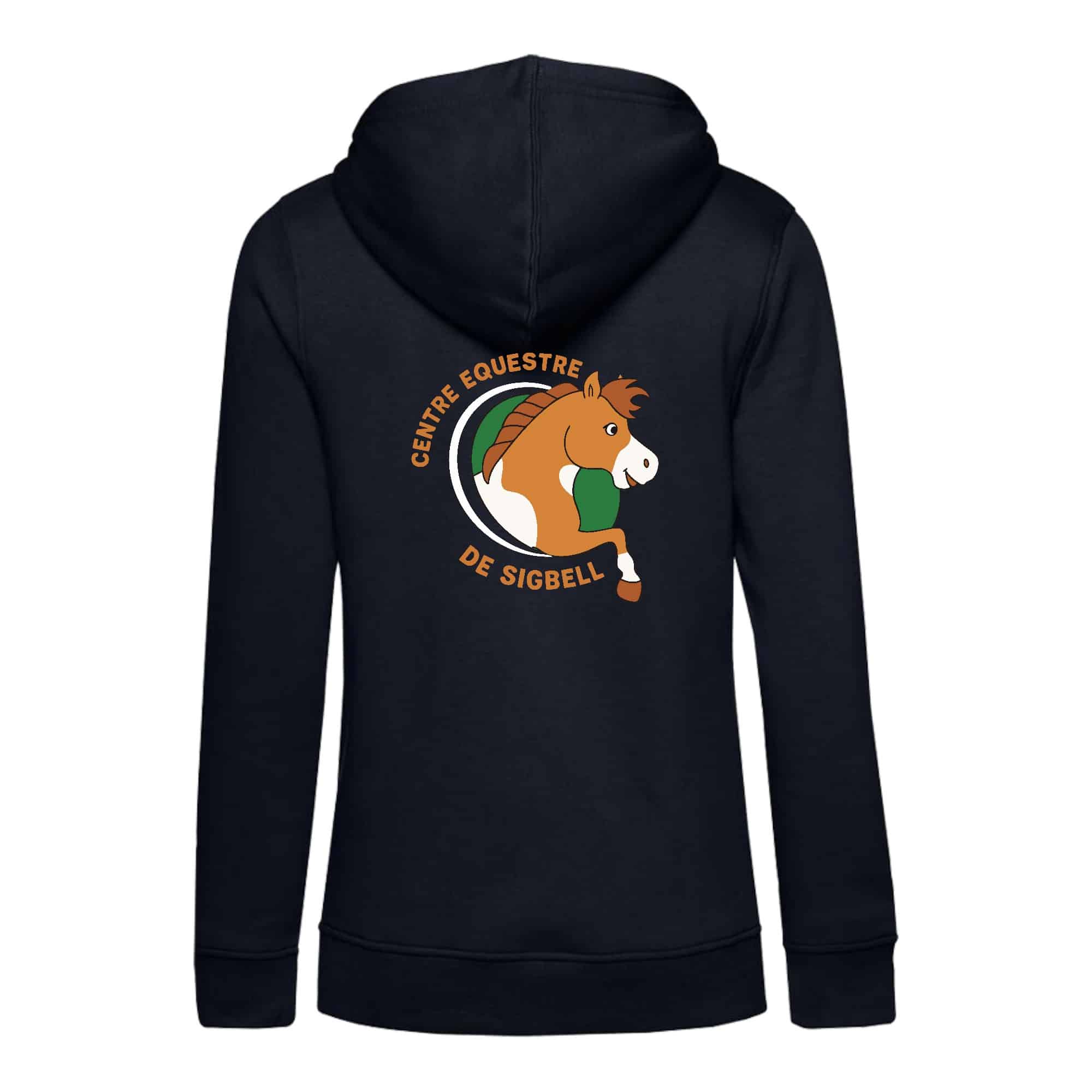 SWEAT A CAPUCHE (femme) – Centre équestre de Sigbell - Navy - BCW34B – Image 3