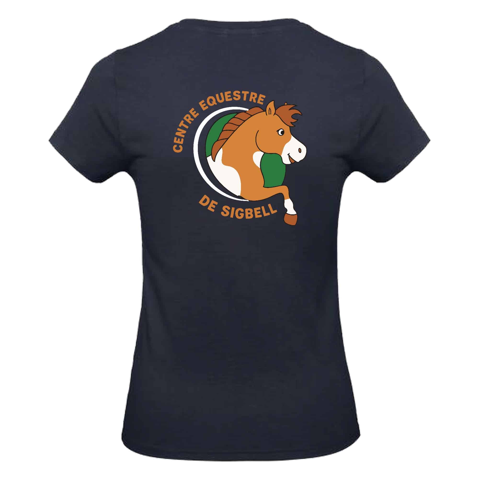 T-SHIRT (femme) - Centre équestre de Sigbell - Navy - BC04T – Image 3
