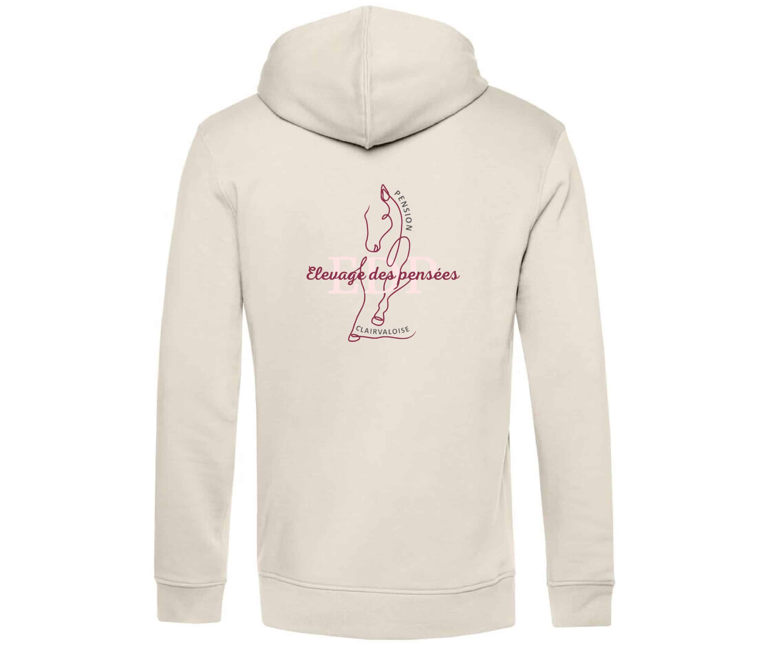 SWEAT A CAPUCHE (homme) - Pension clairvaloise - Élevage des pensées - Beige - BCU33B – Image 3