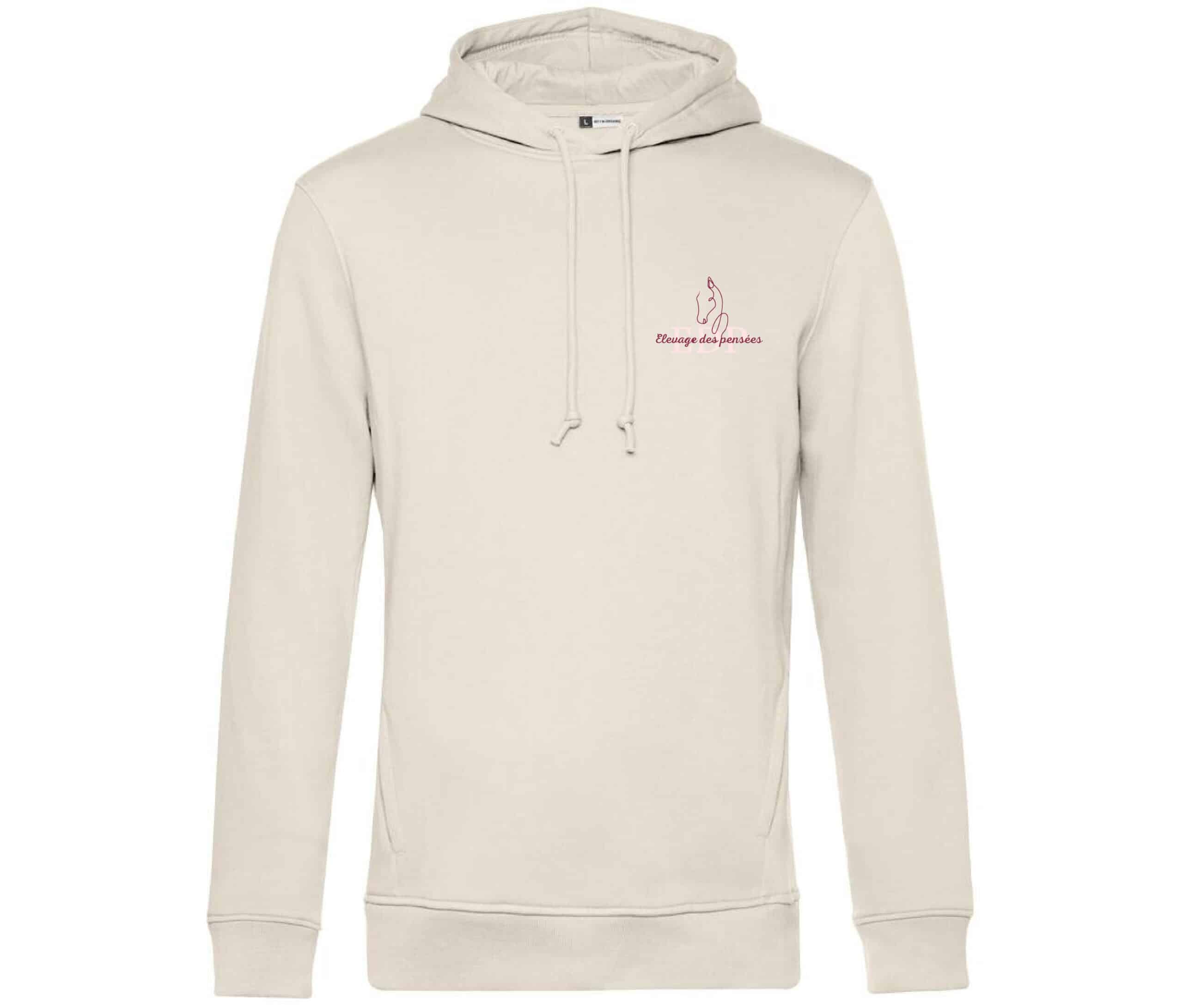 SWEAT A CAPUCHE (homme) - Pension clairvaloise - Élevage des pensées - Beige - BCU33B