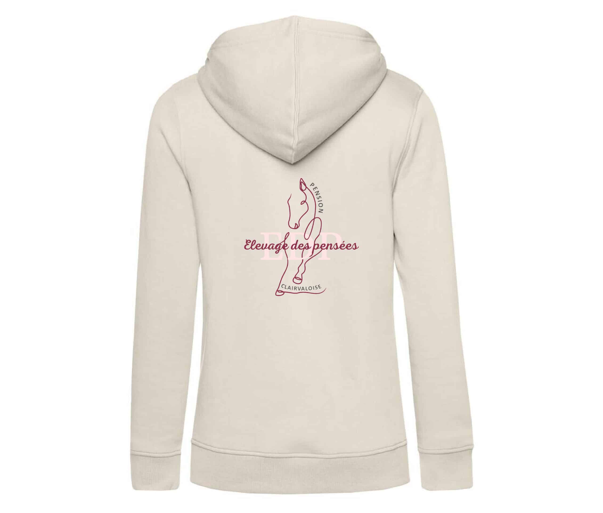SWEAT A CAPUCHE (femme) – Pension clairvaloise - Élevage des pensées - Beige - BCW34B – Image 3