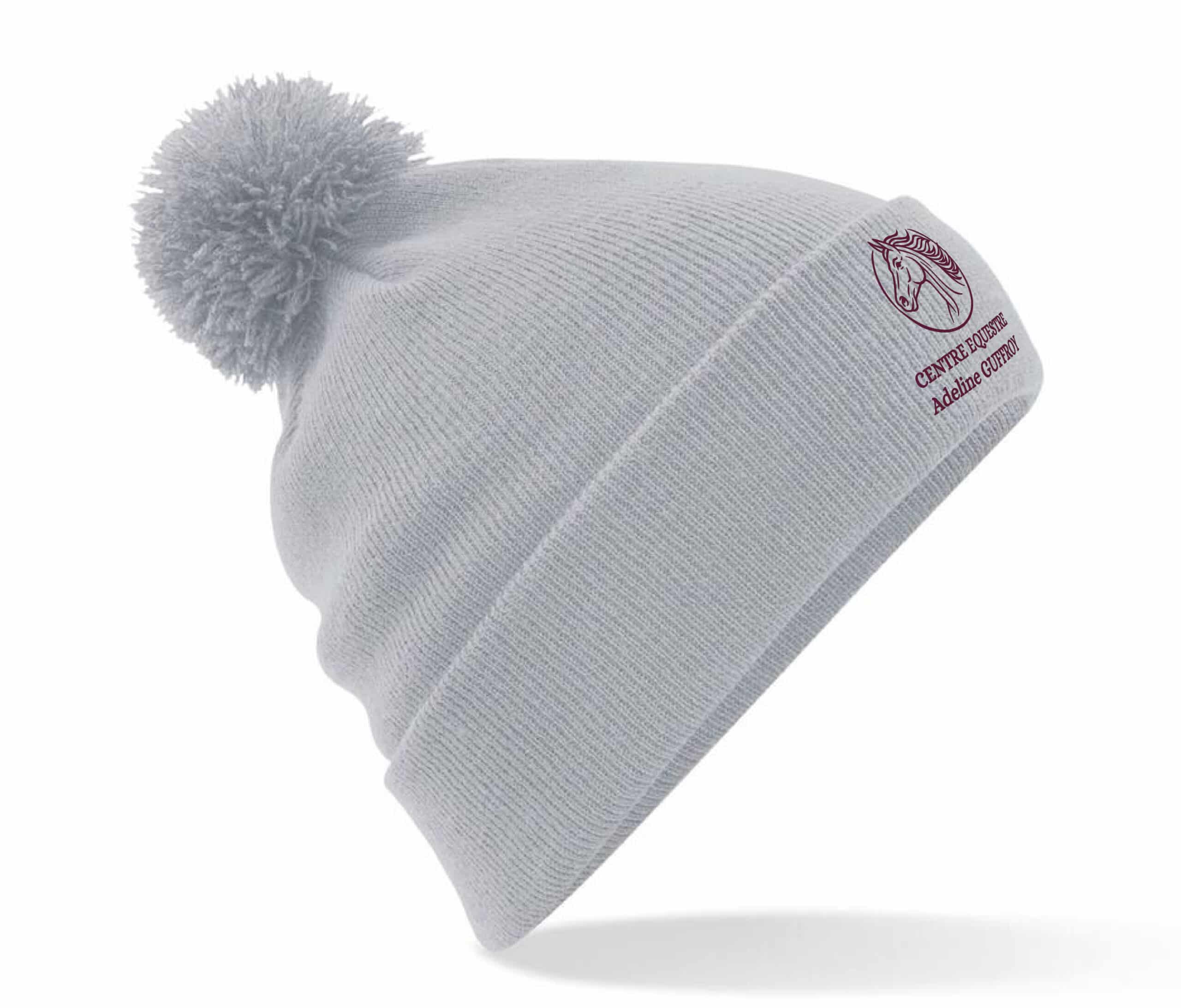 BONNET AVEC POMPOM - CENTRE EQUESTRE ADELINE GUFFROY – Gris chiné - BF426