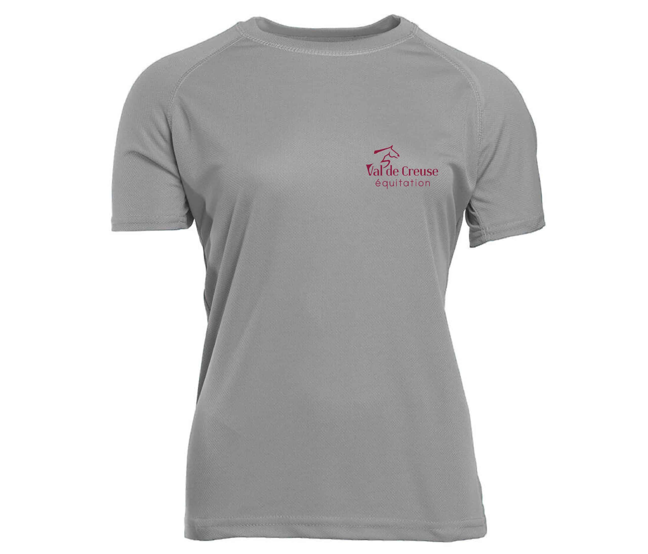 T-Shirt respirant (femme) - VAL DE CREUSE EQUITATION - Gris chiné - PK141