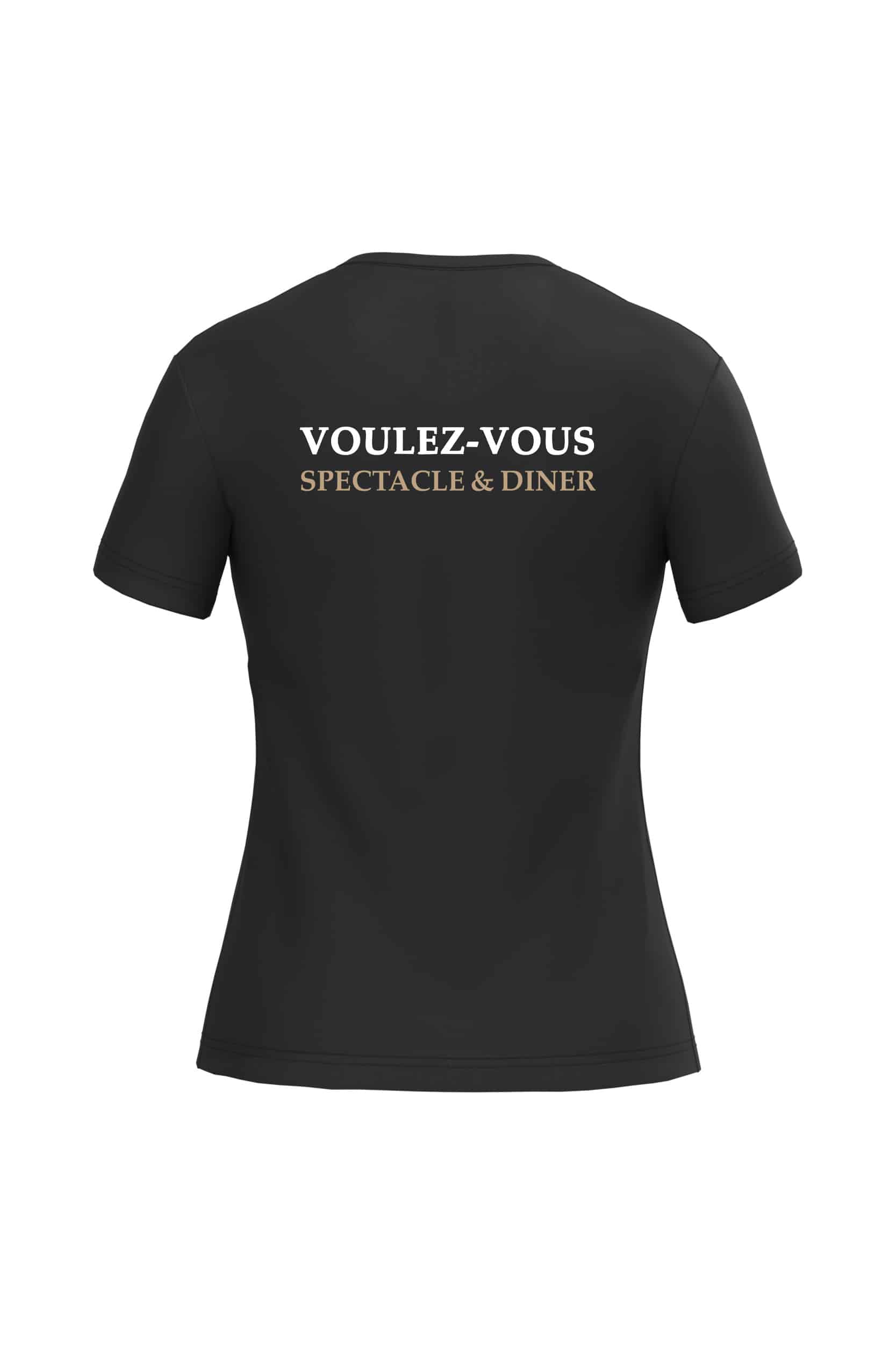 T-SHIRT col V (femme) - VOULEZ-VOUS - Spectacle & Diner - Noir - K381 – Image 2