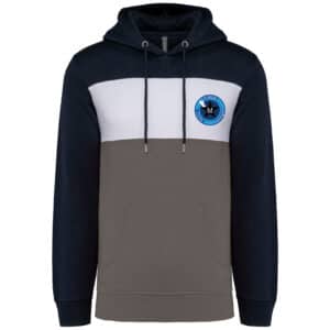 Sweat tricolore à capuche (unisexe) - M POKER CLUB RIORGES – navy/blanc/gris - K4016