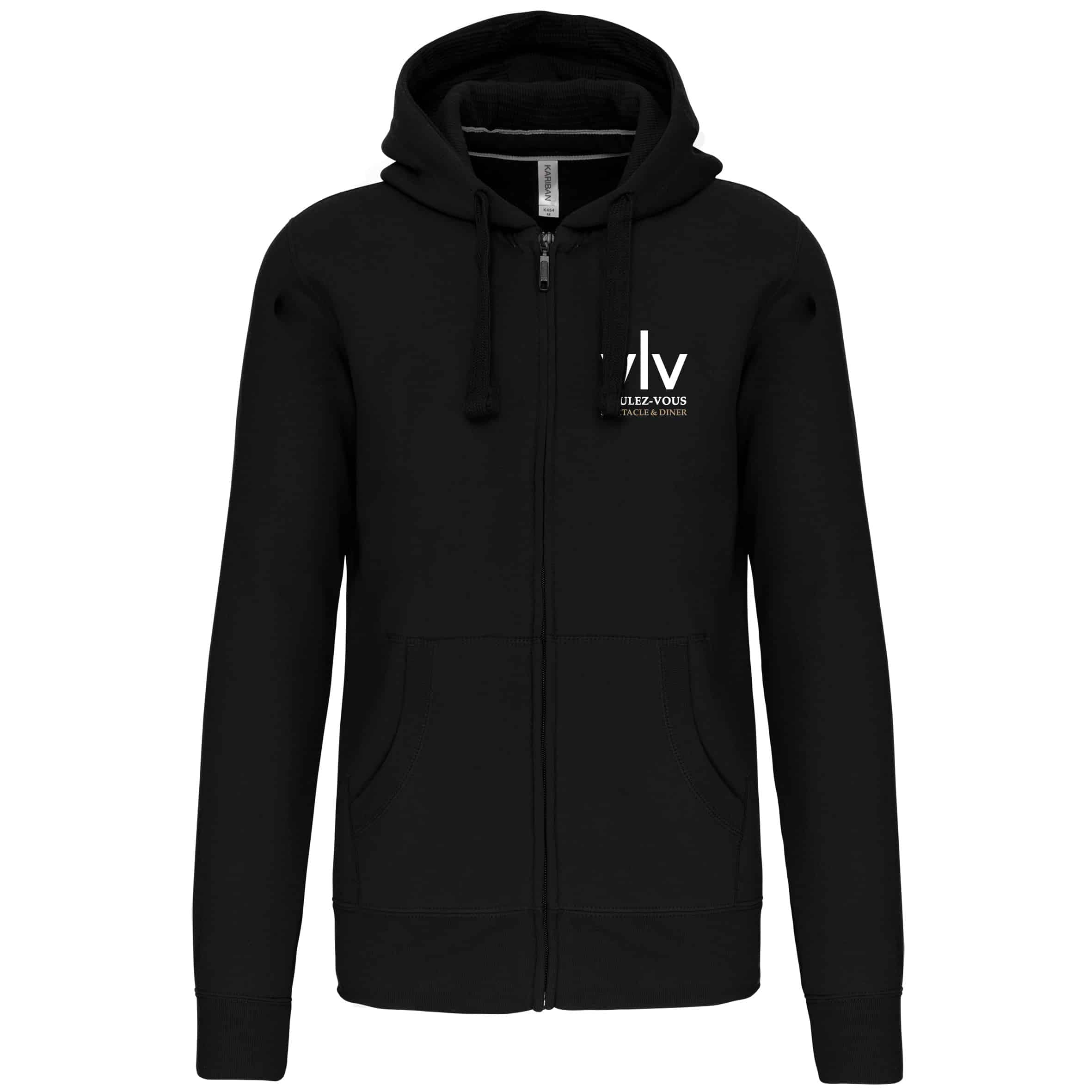 SWEAT ZIPPÉ (Homme) - VOULEZ-VOUS - Spectacle & Diner - Noir - K454