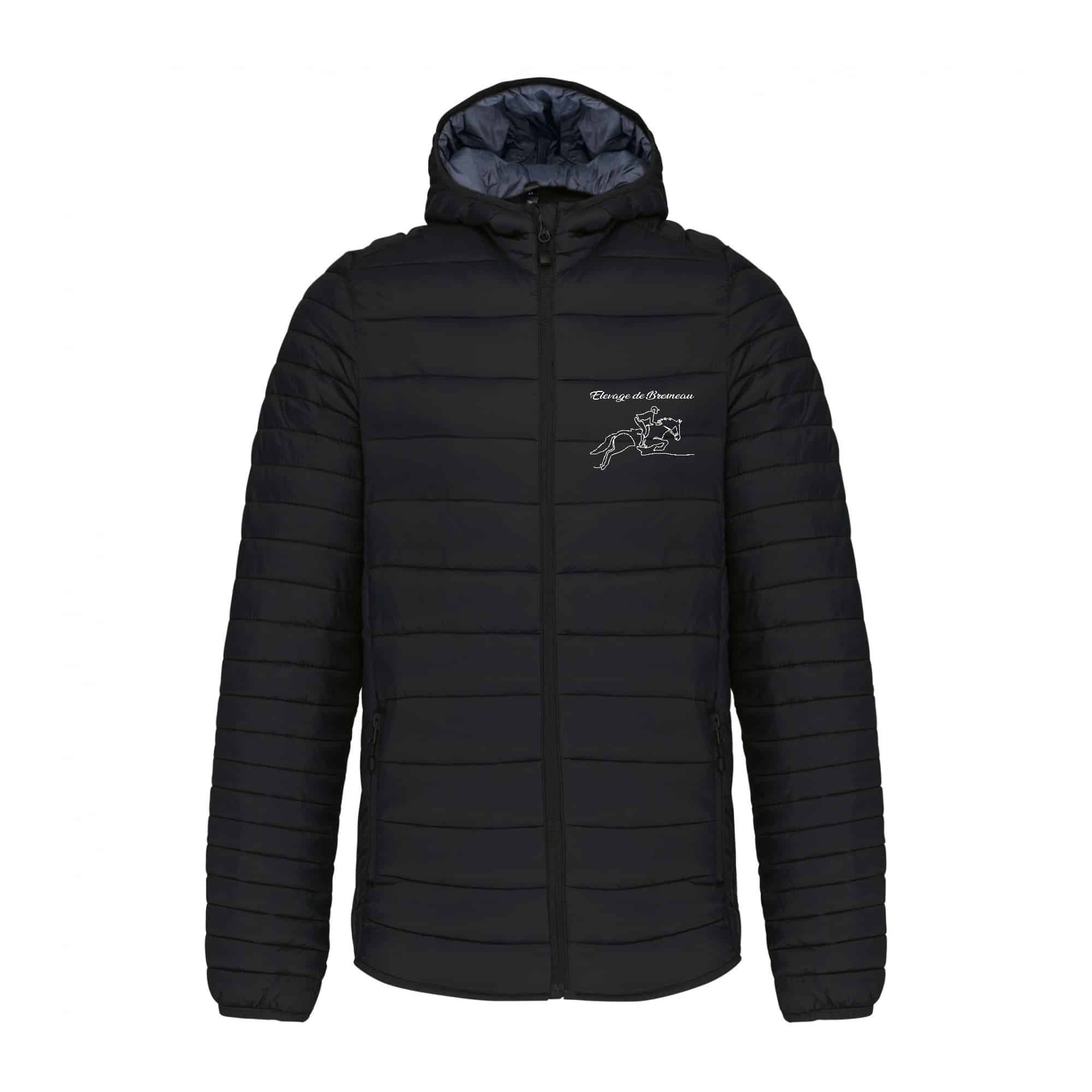 DOUDOUNE AVEC MANCHES ET CAPUCHE (homme) - Elevage de Bresneau - Noir - K6110