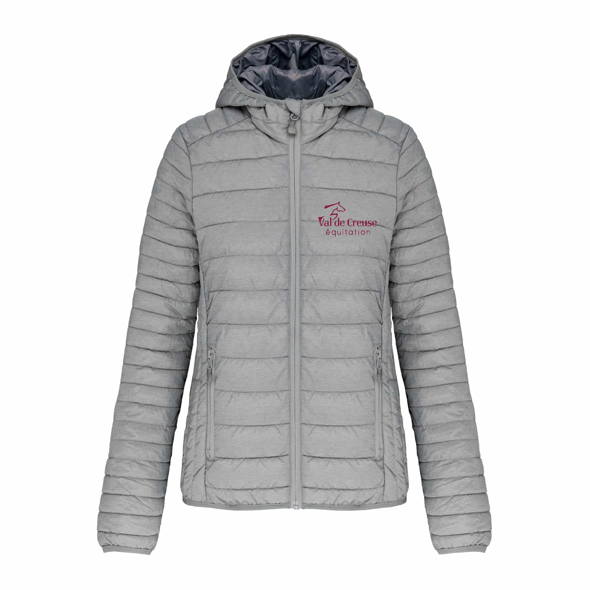 DOUDOUNE AVEC MANCHES ET CAPUCHE (femme) - VAL DE CREUSE EQUITATION - Gris chiné - K6111