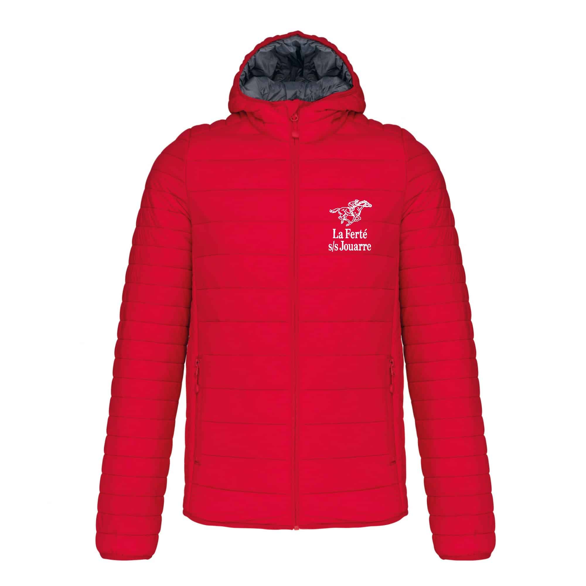 DOUDOUNE AVEC MANCHES ET CAPUCHE (homme) - Centre Equestre de la Ferté sous Jouarre - Rouge - K6110