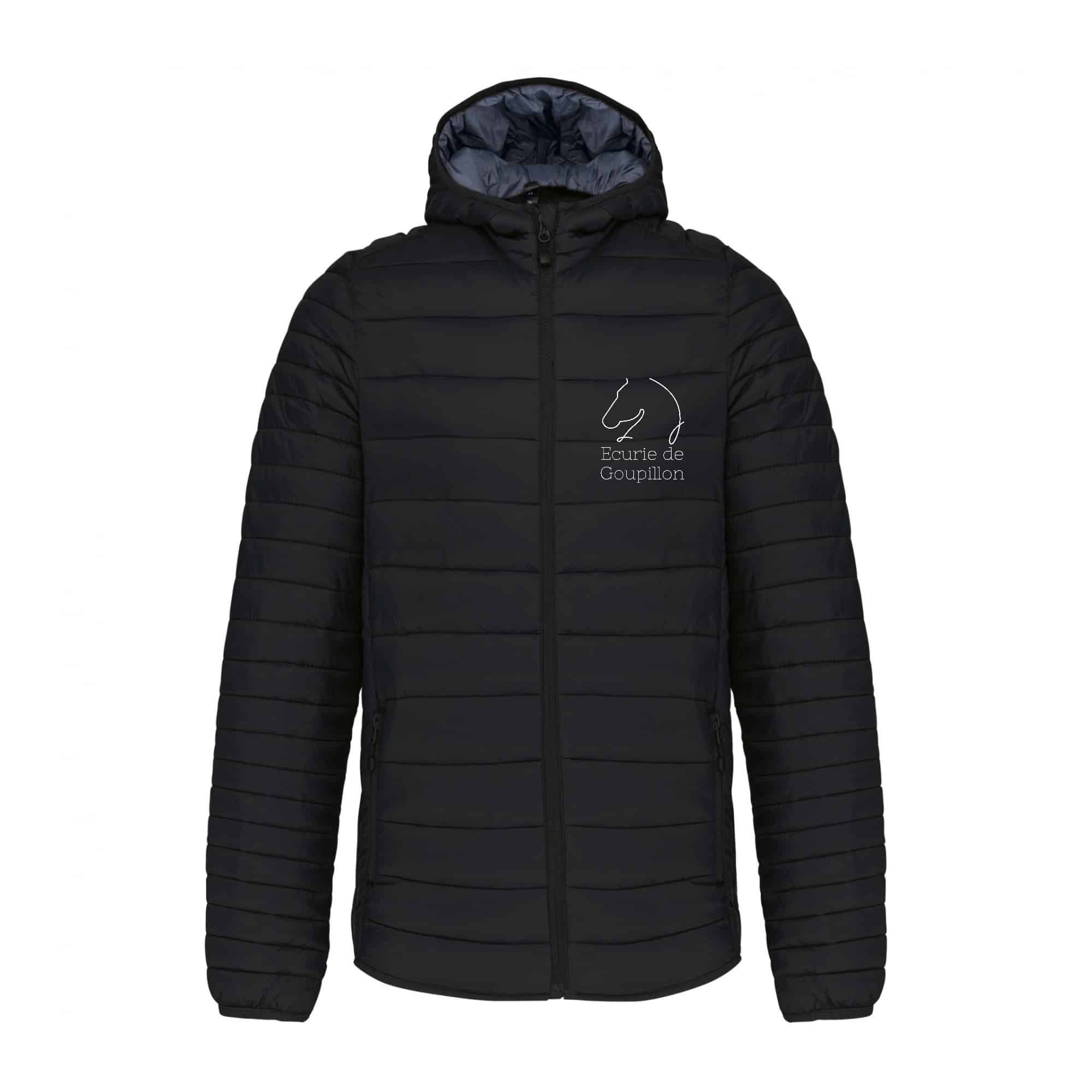 DOUDOUNE AVEC MANCHES ET CAPUCHE (homme) - Ecurie de goupillon - Noir - K6110