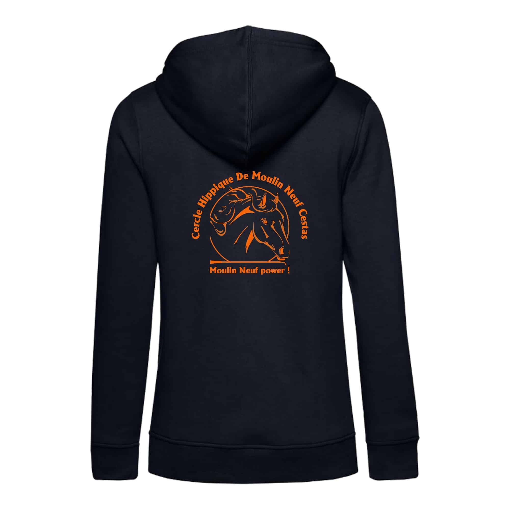 SWEAT A CAPUCHE (femme) – CERCLE HIPPIQUE DE MOULIN NEUF - Navy - BCW34B – Image 3
