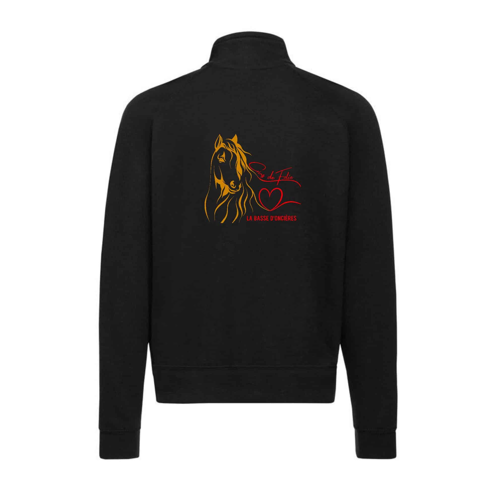 SWEAT ZIPPE SANS CAPUCHE (homme) - Écuries la Basse D'oncières - Noir - SC365 – Image 2