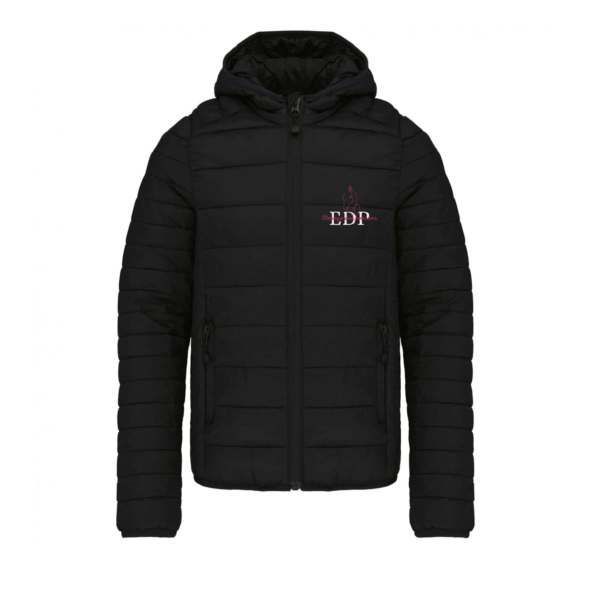 DOUDOUNE AVEC MANCHES ET CAPUCHE (enfant) - Pension clairvaloise - Élevage des pensées - Noir - K6112