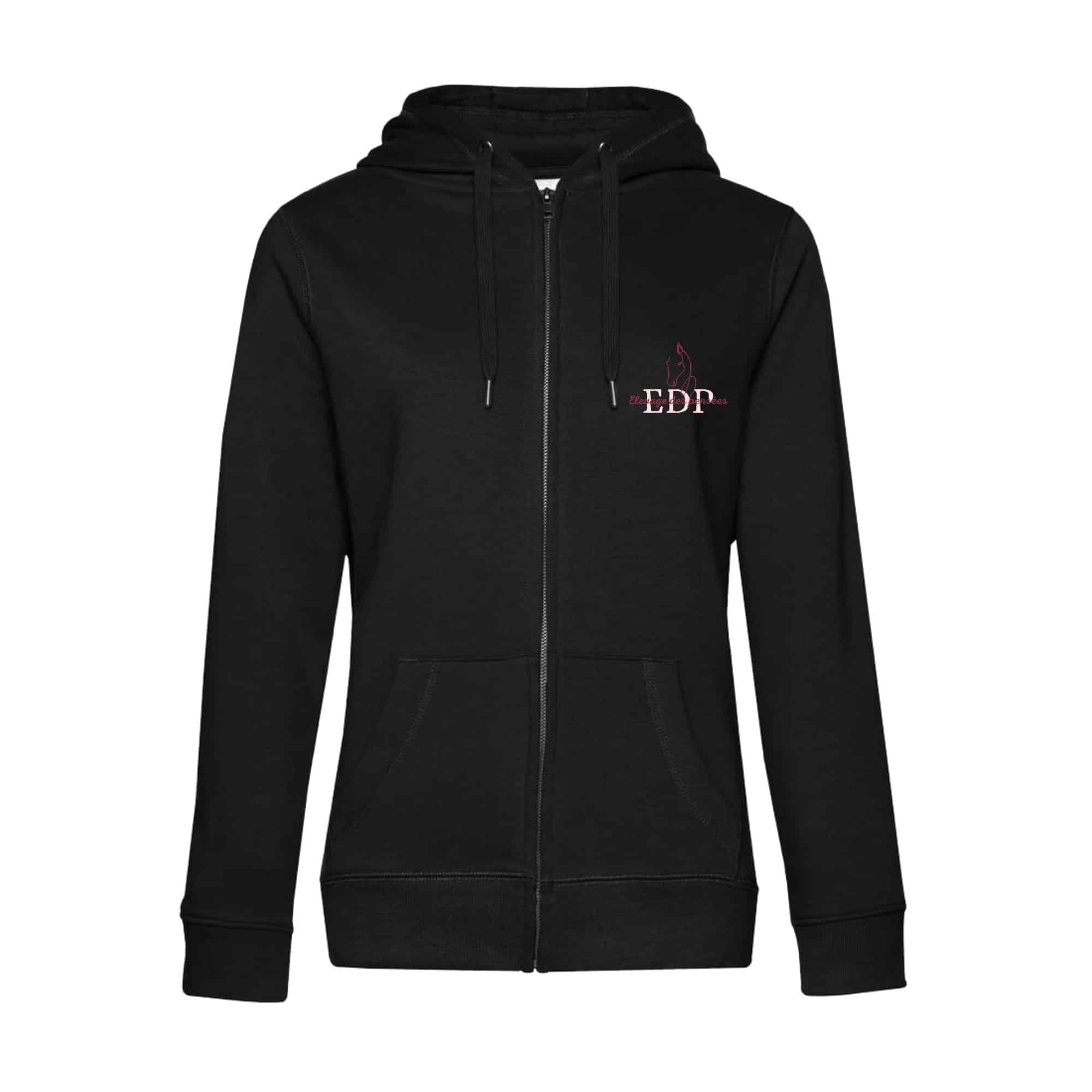 SWEAT ZIPPÉ (femme) - Pension clairvaloise - Élevage des pensées - Noir - BCW03Q