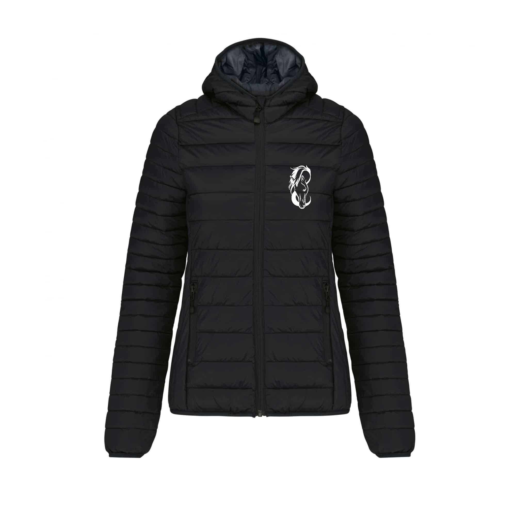 DOUDOUNE AVEC MANCHES ET CAPUCHE (femme) - Les écuries rose - Noir - K6111