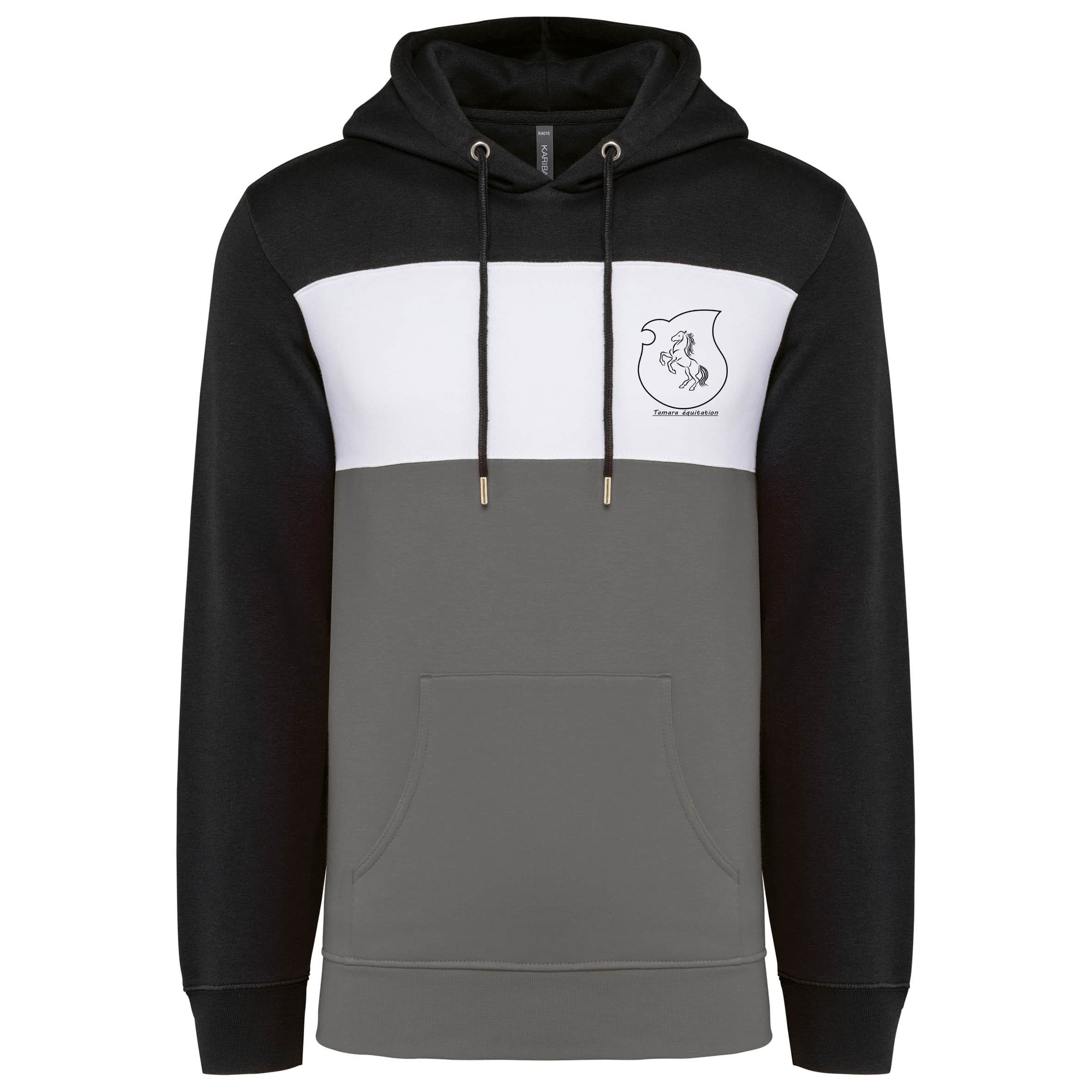Sweat tricolore à capuche (unisexe) - Tamara equitation - Gris Anthracite/Noir - K4016