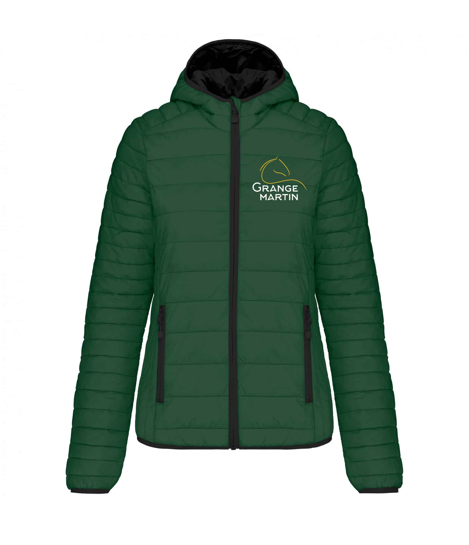 DOUDOUNE AVEC MANCHES ET CAPUCHE (femme) - La Grange Martin - Vert Foret - K6111