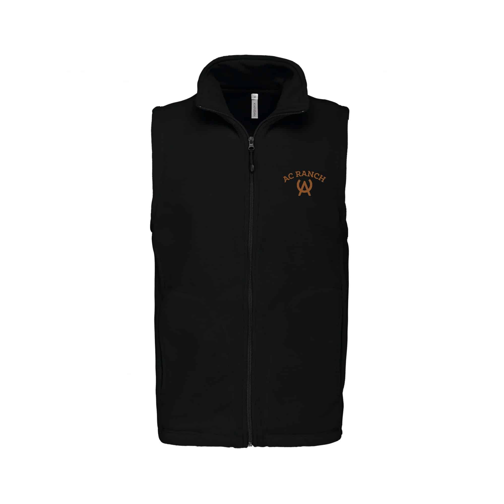 Veste micropolaire zippée sans manches (Homme) – AC Ranch - Noir – K913