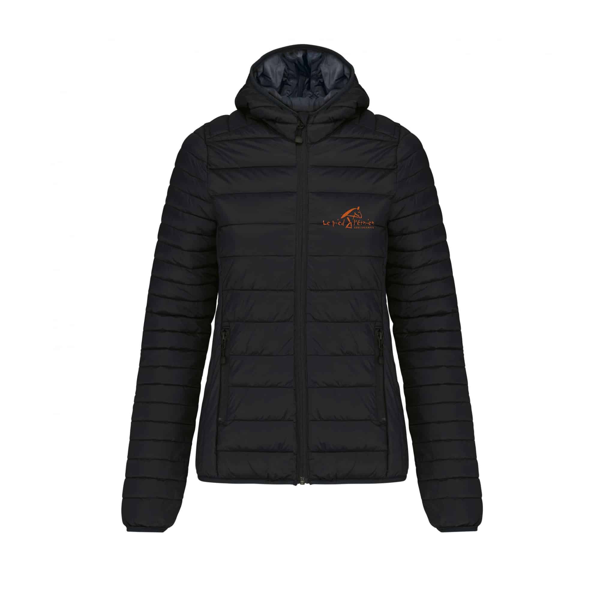 DOUDOUNE AVEC MANCHES ET CAPUCHE (femme) - Association le pied à l’étrier – Noir - K6111