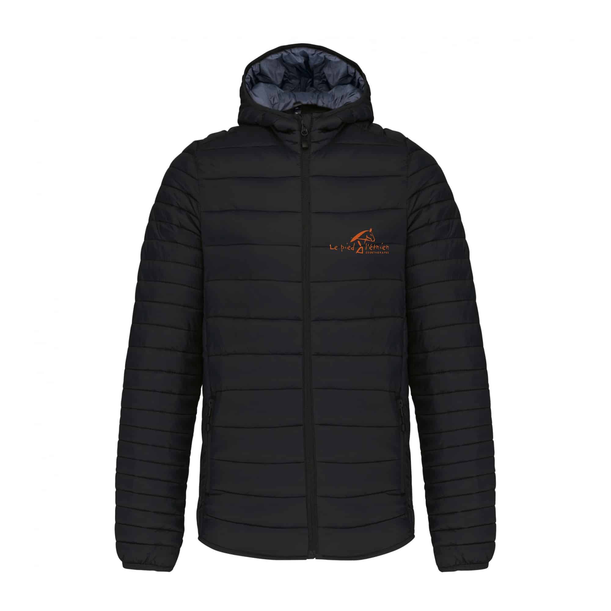 DOUDOUNE AVEC MANCHES ET CAPUCHE (homme) - Association le pied à l’étrier – Noir - K6110