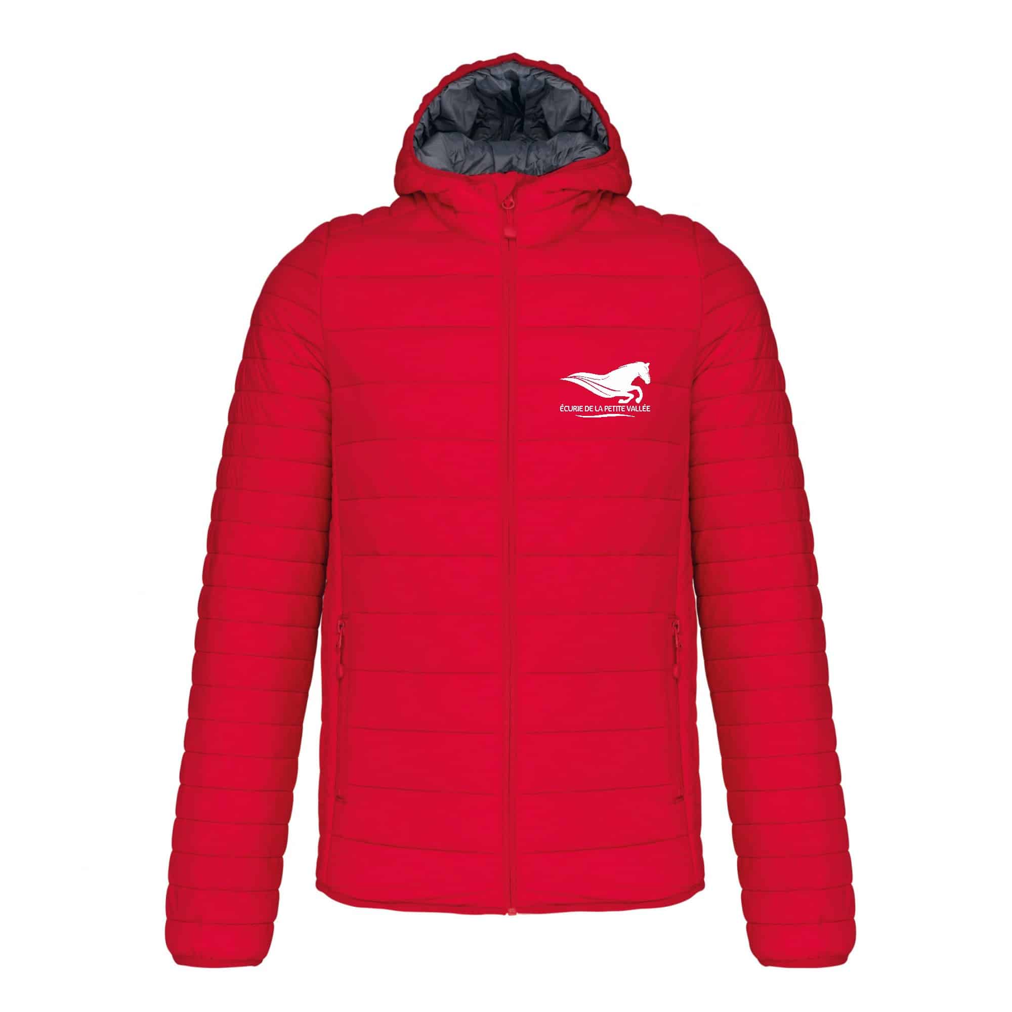 DOUDOUNE AVEC MANCHES ET CAPUCHE (homme) - Écurie de la Petite Vallée - Rouge - K6110