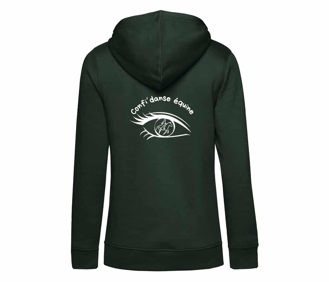 SWEAT A CAPUCHE (femme) – Confi'Danse Équine - Vert Foret - BCW34B – Image 3