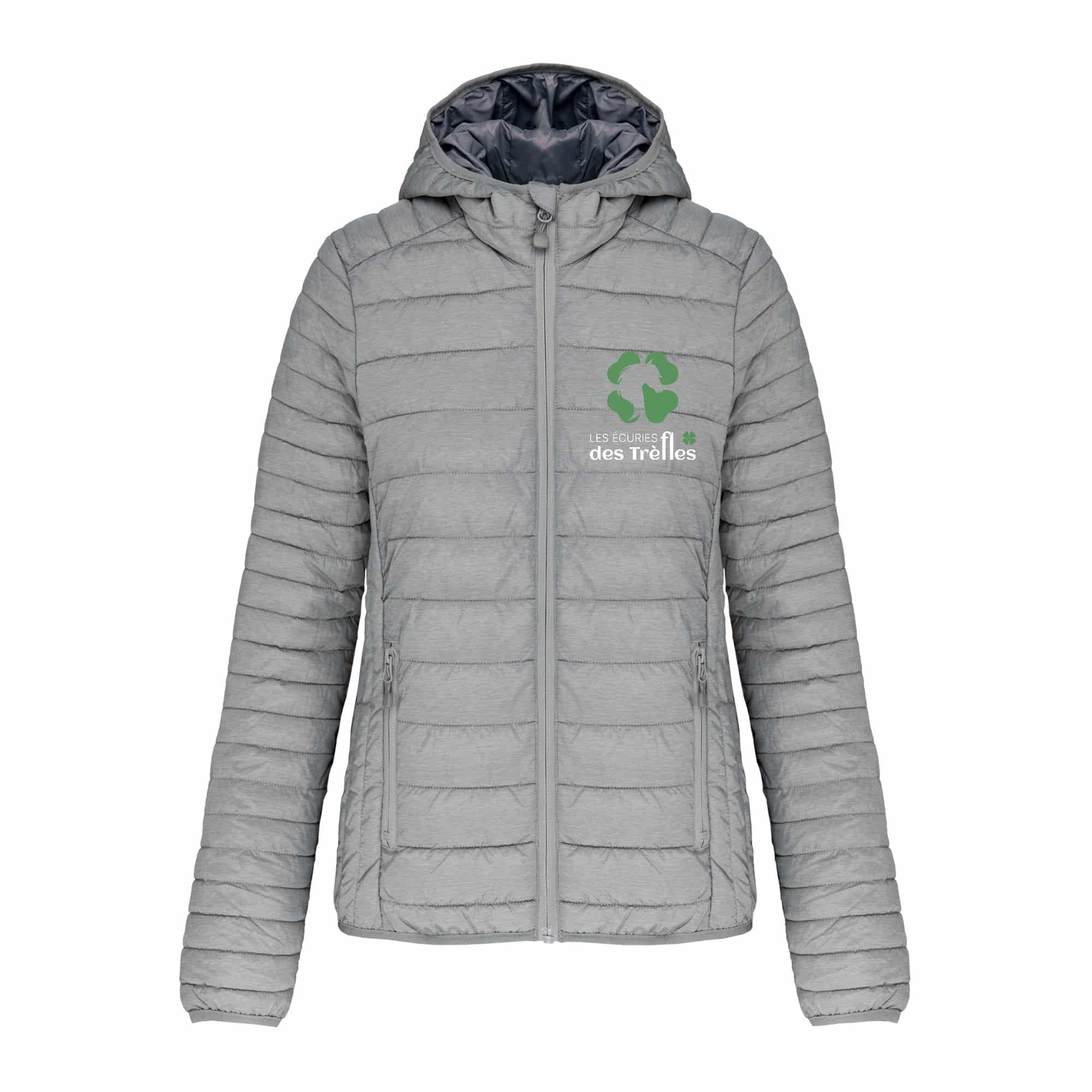 DOUDOUNE AVEC MANCHES ET CAPUCHE (femme) - Les Ecuries des Trèfles - Gris chiné - K6111