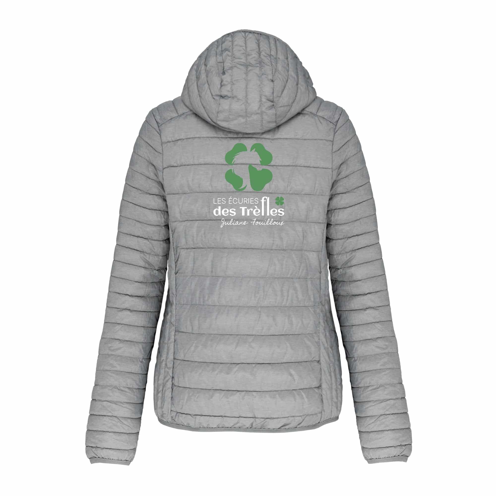 DOUDOUNE AVEC MANCHES ET CAPUCHE (femme) - Les Ecuries des Trèfles - Gris chiné - K6111 – Image 3