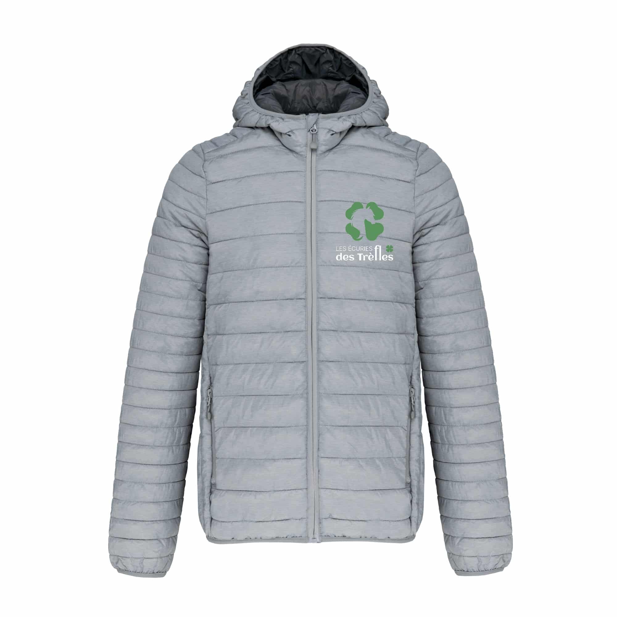 DOUDOUNE AVEC MANCHES ET CAPUCHE (homme) - Les Ecuries des Trèfles - Gris chiné - K6110