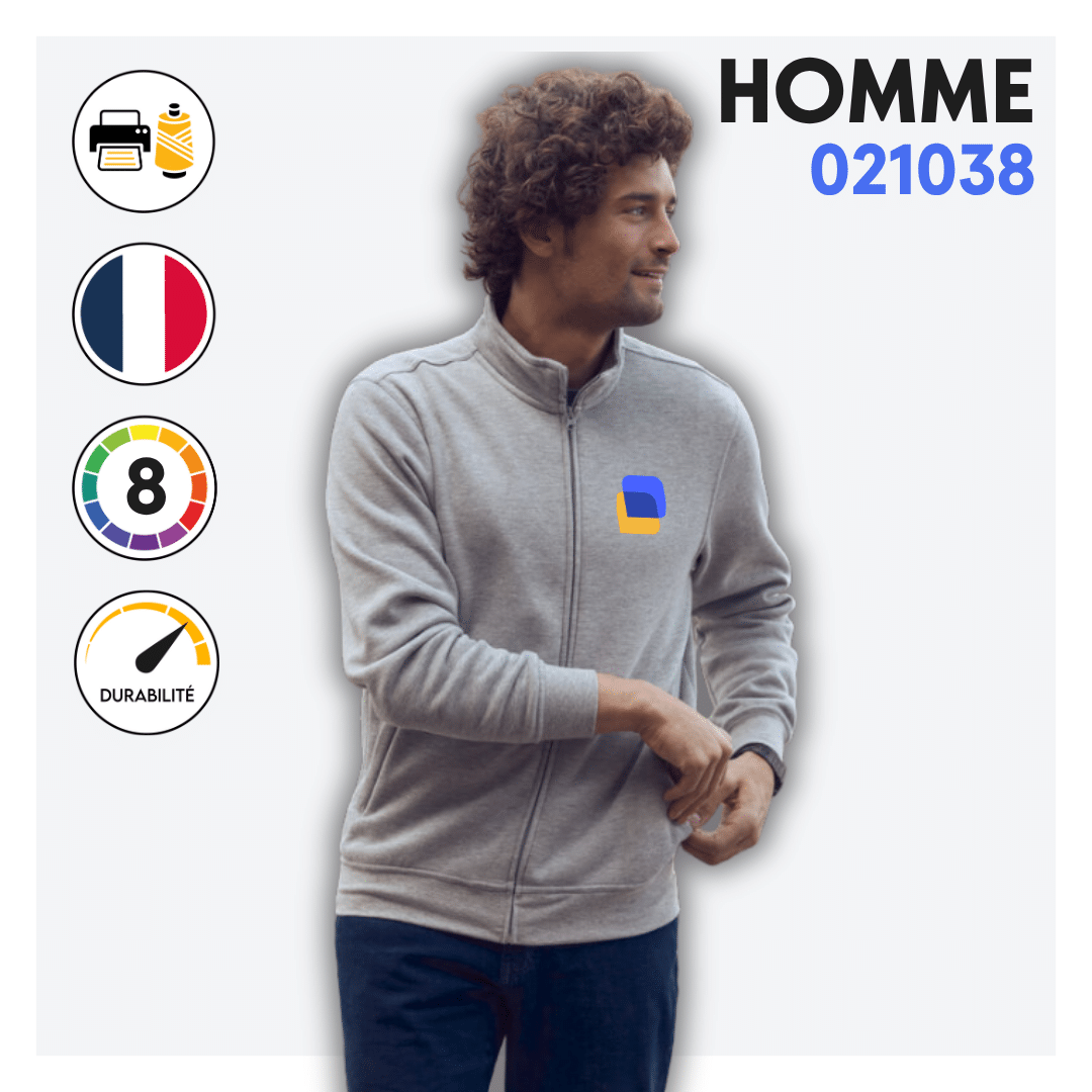 Sweat zippé sans capuche (homme) - 021038