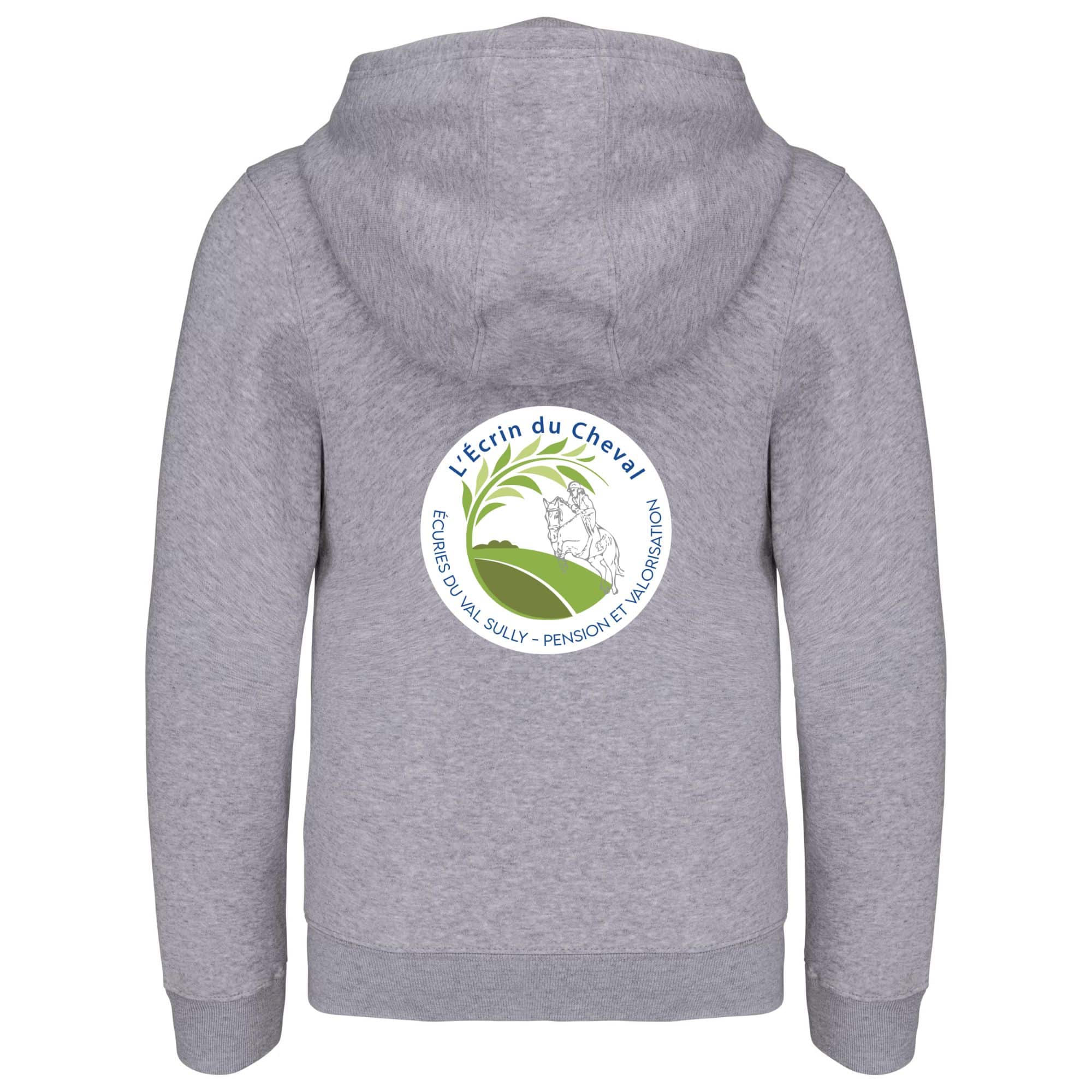SWEAT ZIPPÉ (enfant) - L’Ecrin du Cheval - Gris chiné - K455 – Image 3
