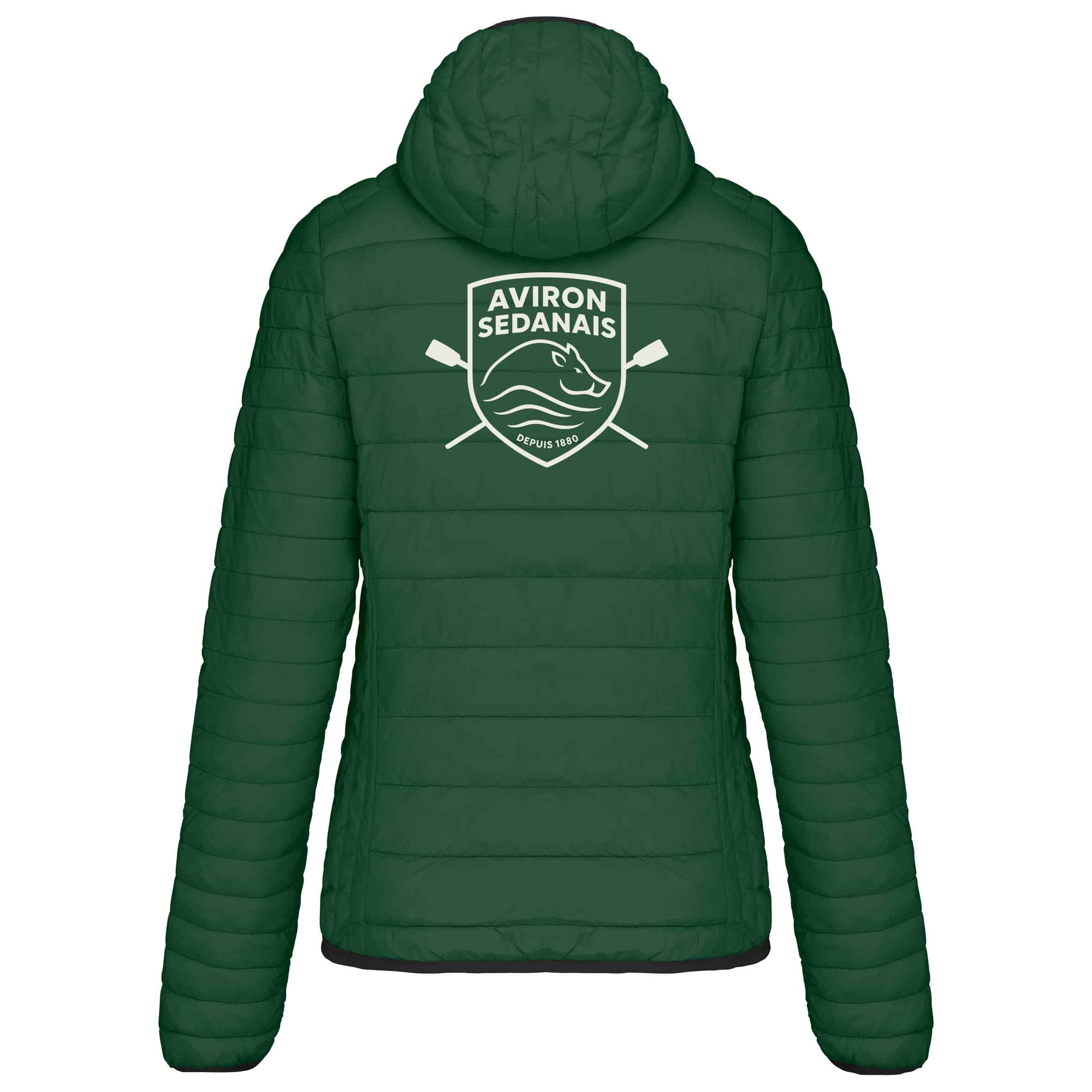 DOUDOUNE AVEC MANCHES ET CAPUCHE (femme) - Aviron Sedanais - Vert foret - K6111 – Image 3