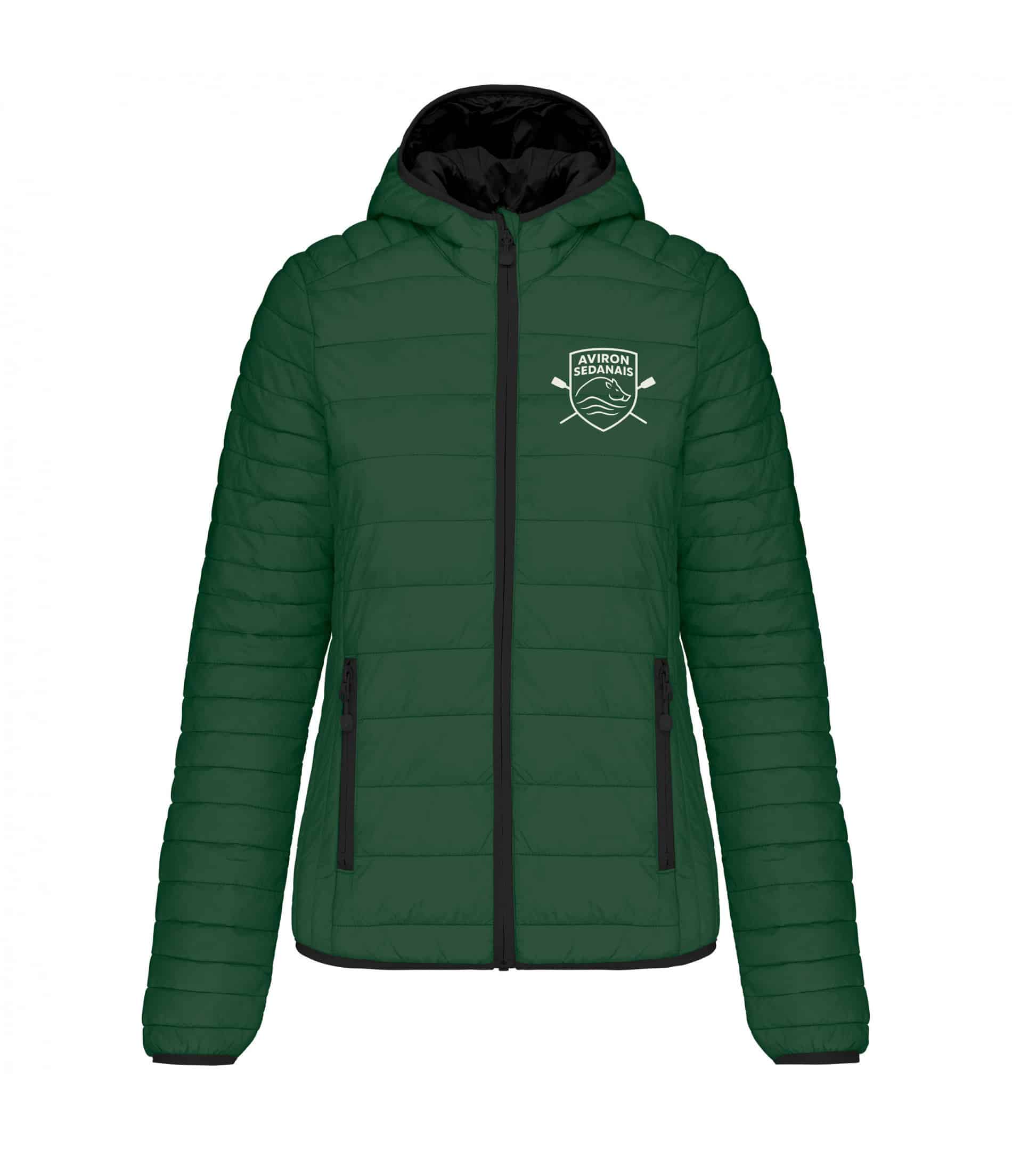 DOUDOUNE AVEC MANCHES ET CAPUCHE (femme) - Aviron Sedanais - Vert foret - K6111