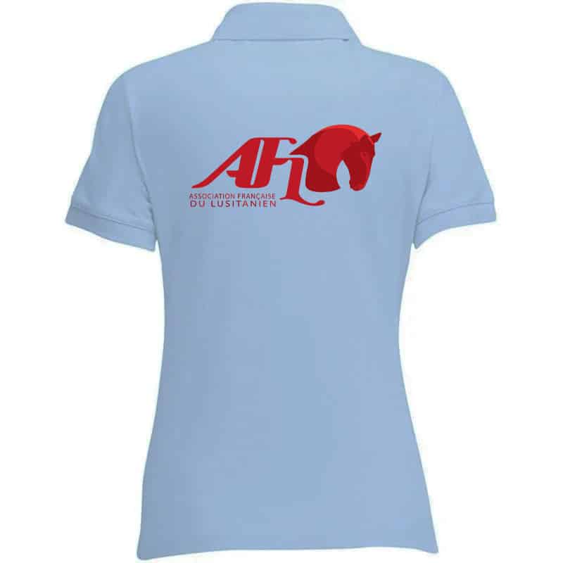 POLO (femme) - ASSOCIATION FRANCAISE DU LUSITANIEN / WORKING EQUITATION FRANCE - Bleu ciel - BCI1F – Image 4