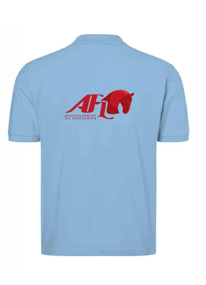 POLO (homme) - ASSOCIATION FRANCAISE DU LUSITANIEN / WORKING EQUITATION FRANCE - Bleu ciel - BCID1 – Image 3