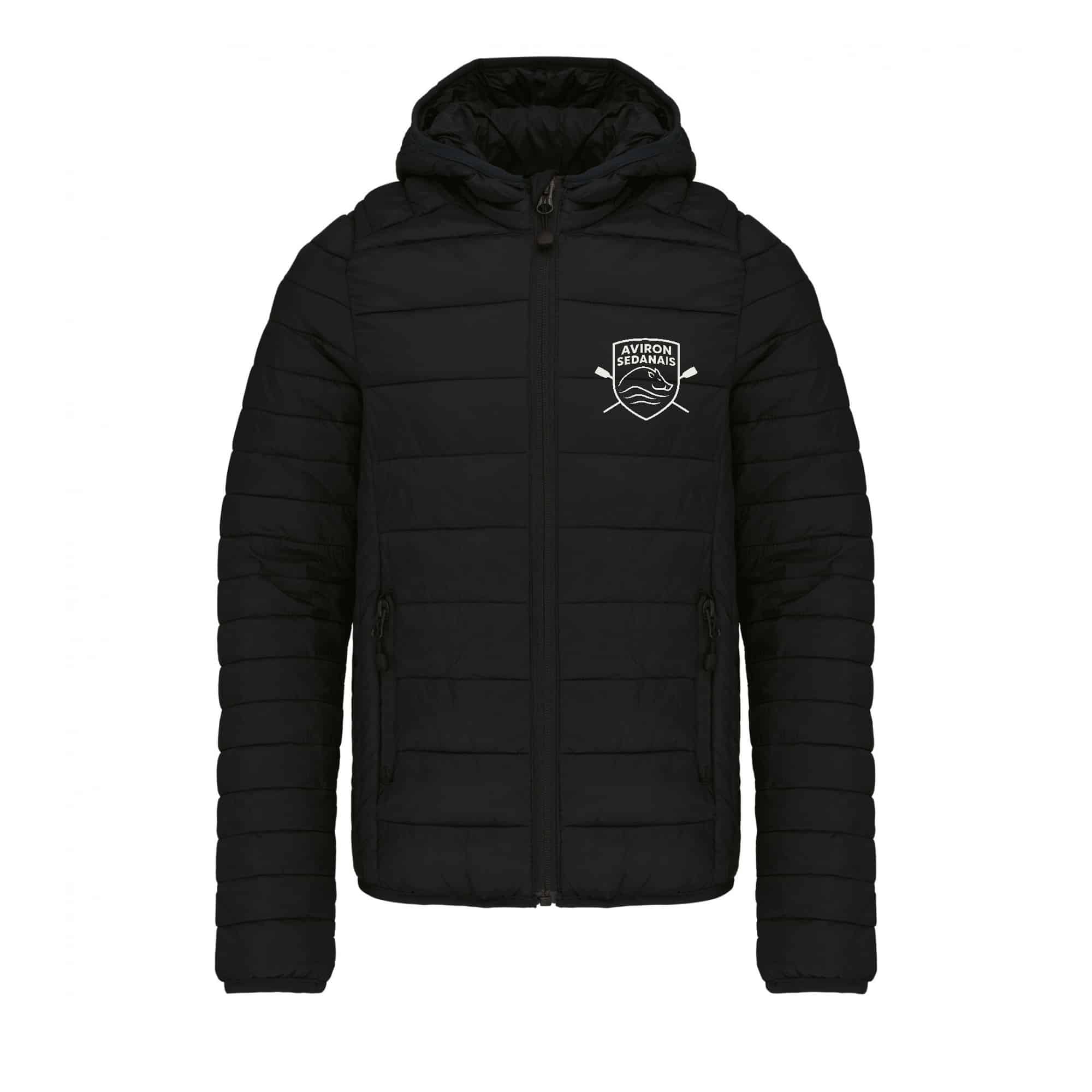 DOUDOUNE AVEC MANCHES ET CAPUCHE (enfant) - Aviron Sedanais - Noir - K6112