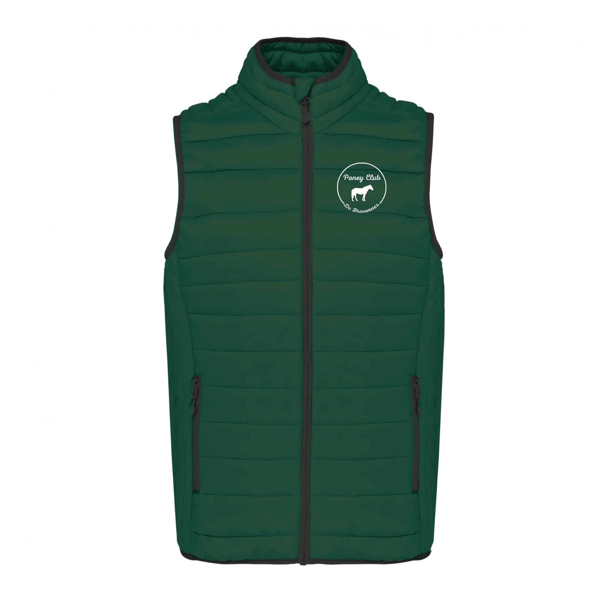 DOUDOUNE SANS MANCHES (homme) - Poney Club De Brevonnes - Vert foret - K6113