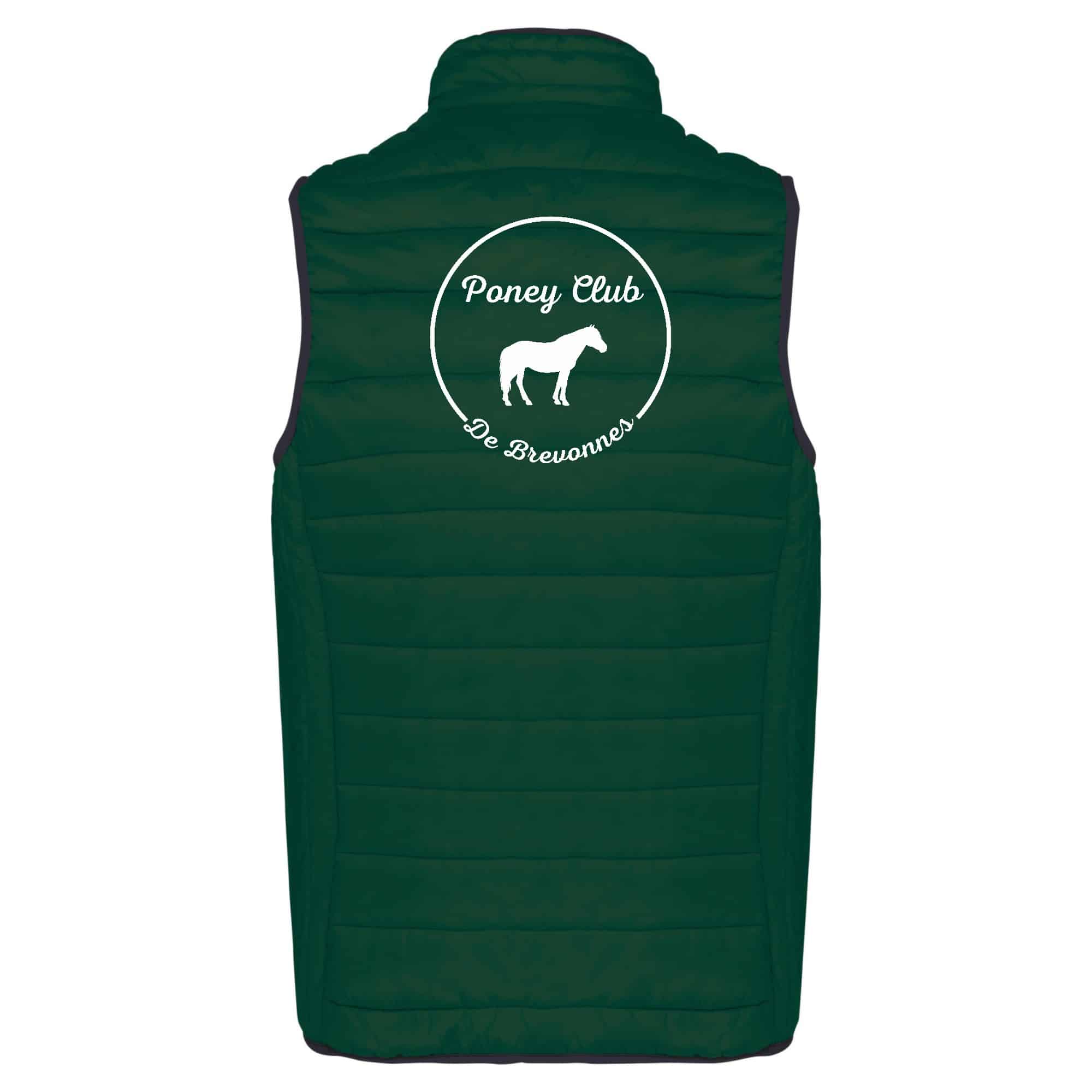DOUDOUNE SANS MANCHES (homme) - Poney Club De Brevonnes - Vert foret - K6113 – Image 3
