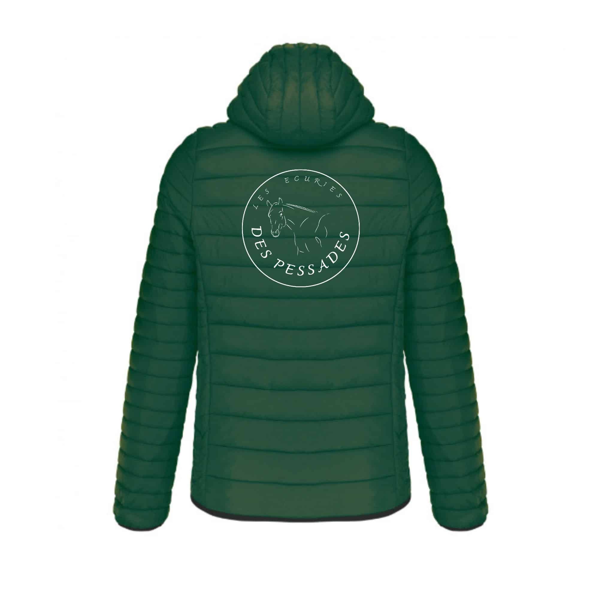 DOUDOUNE AVEC MANCHES ET CAPUCHE (homme) - Écurie des Pessades - Vert foret - K6110 – Image 3