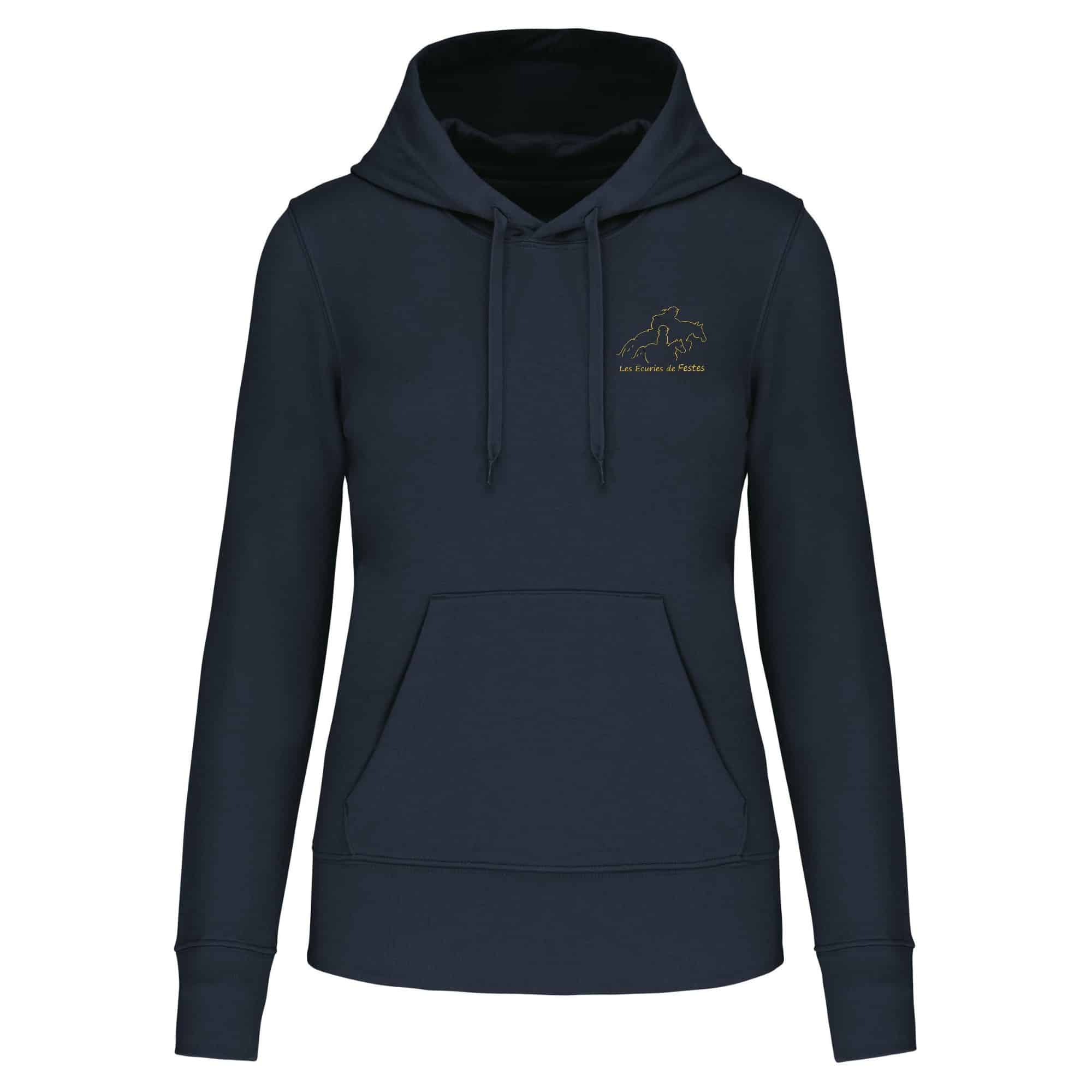 Sweat avec capuche et poche kangourou (femme) - Ecurie de Festes – Navy - K4028